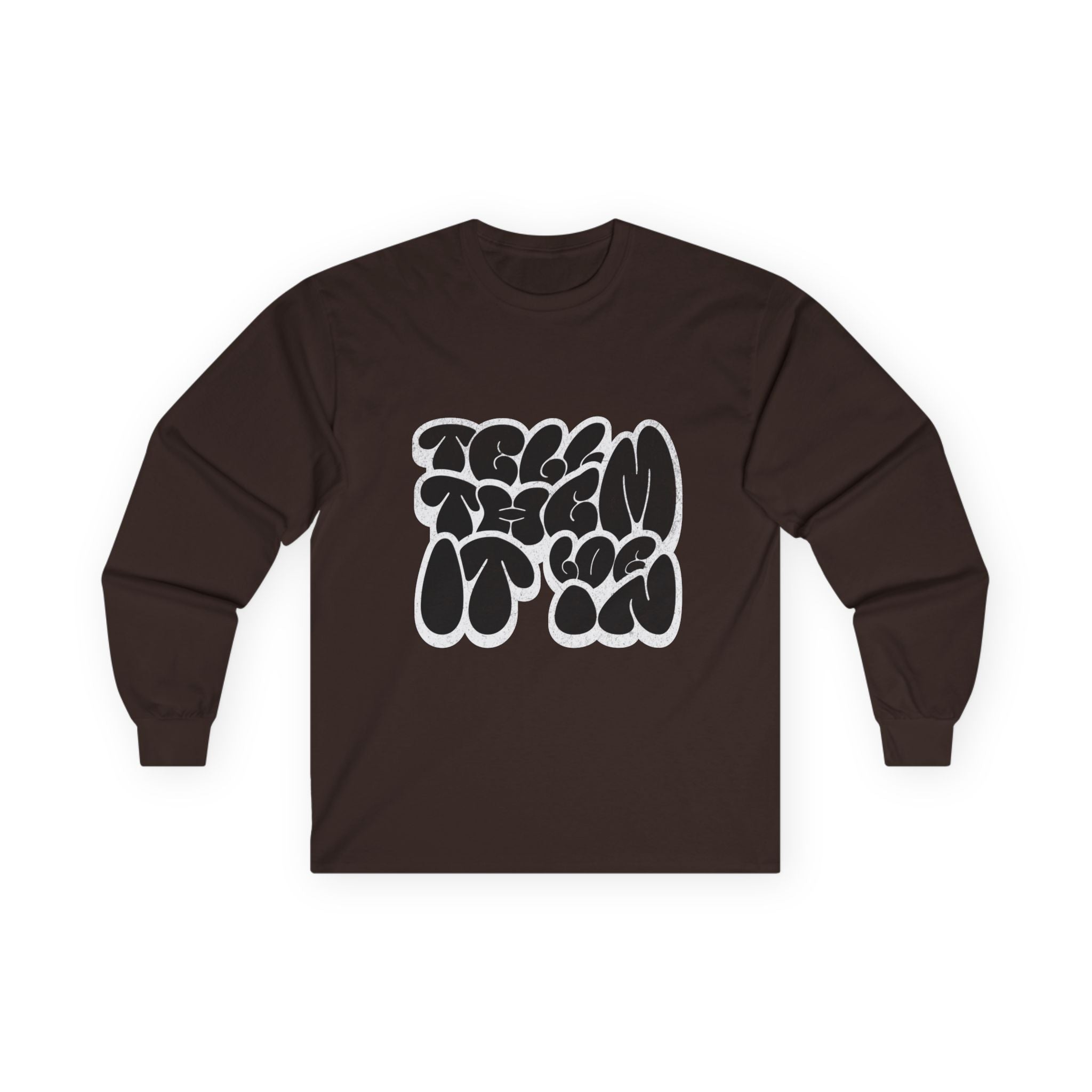 Long Sleeve "LOG IT IN" Tee — Retro Pebble Typography Graphic