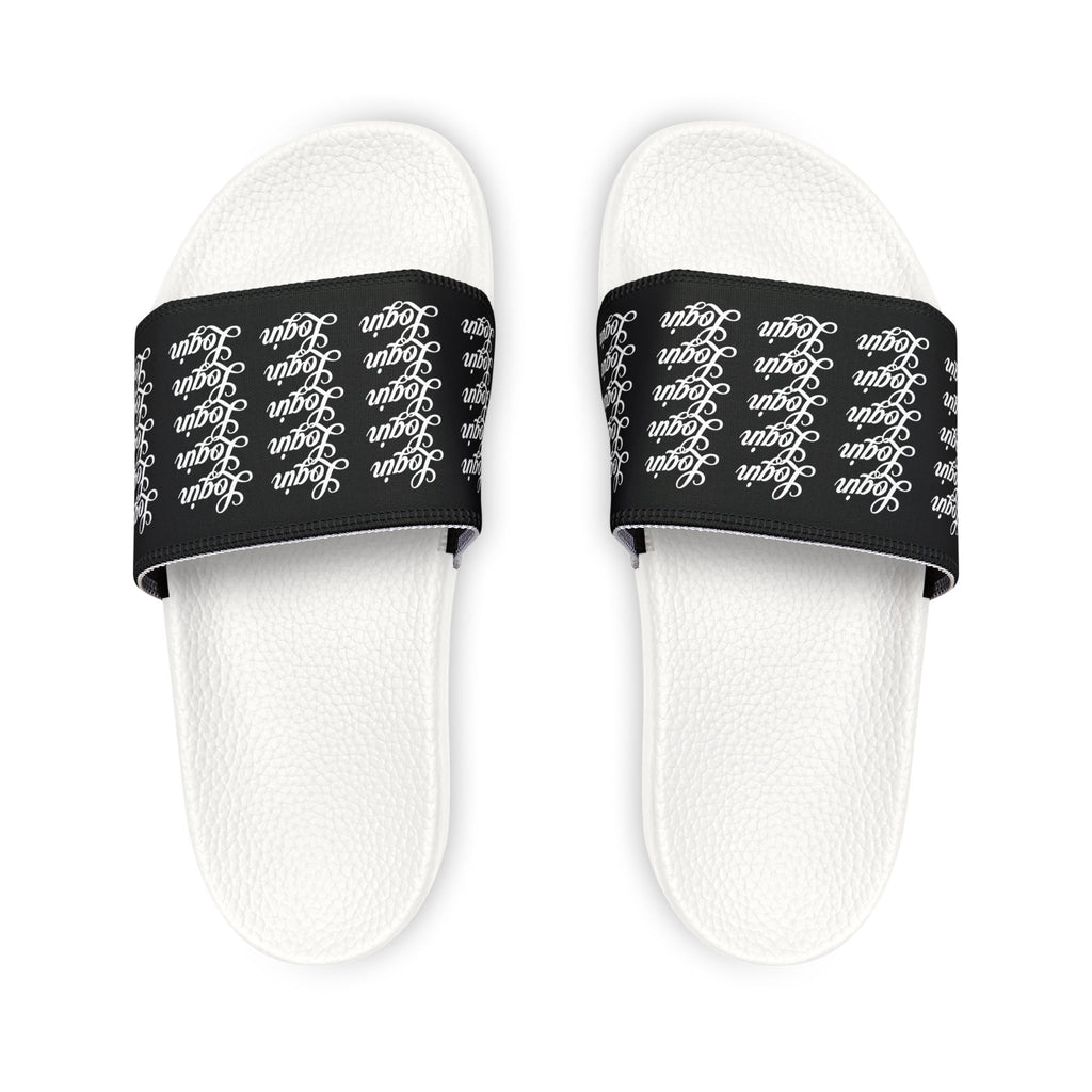 Women's Removable‑Strap Login Slide Sandals — Black Script Pattern