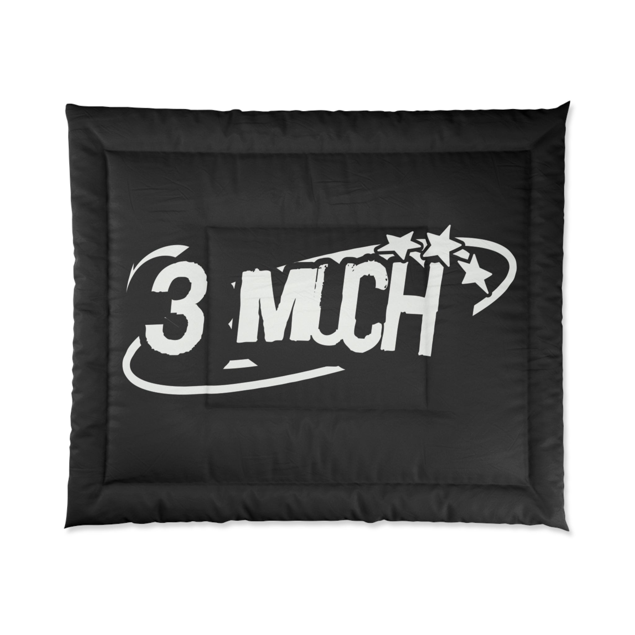 3 Much Graphic Comforter – Bold Black Bedroom Throw for Teens & Fans