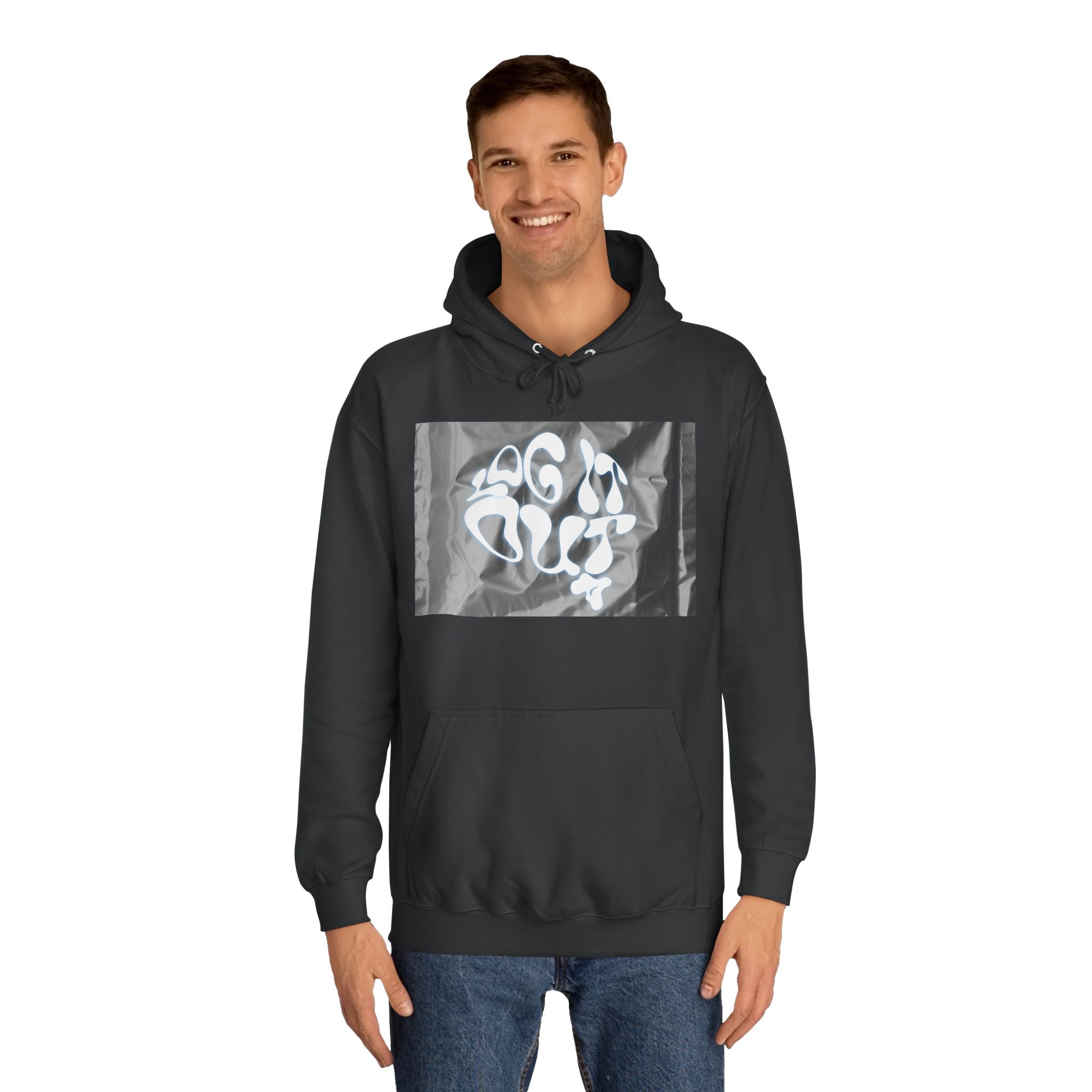 Cozy Unisex 'LOG IT OUT' Hoodie with Abstract Design, Sweatshirt, Graphic Hoodie, Casual Wear, Perfect Fit