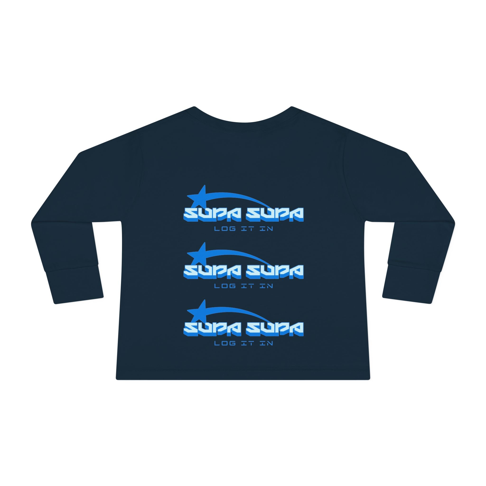 Toddler Long Sleeve Tee — Blue Shooting Star "Super Star" Graphic