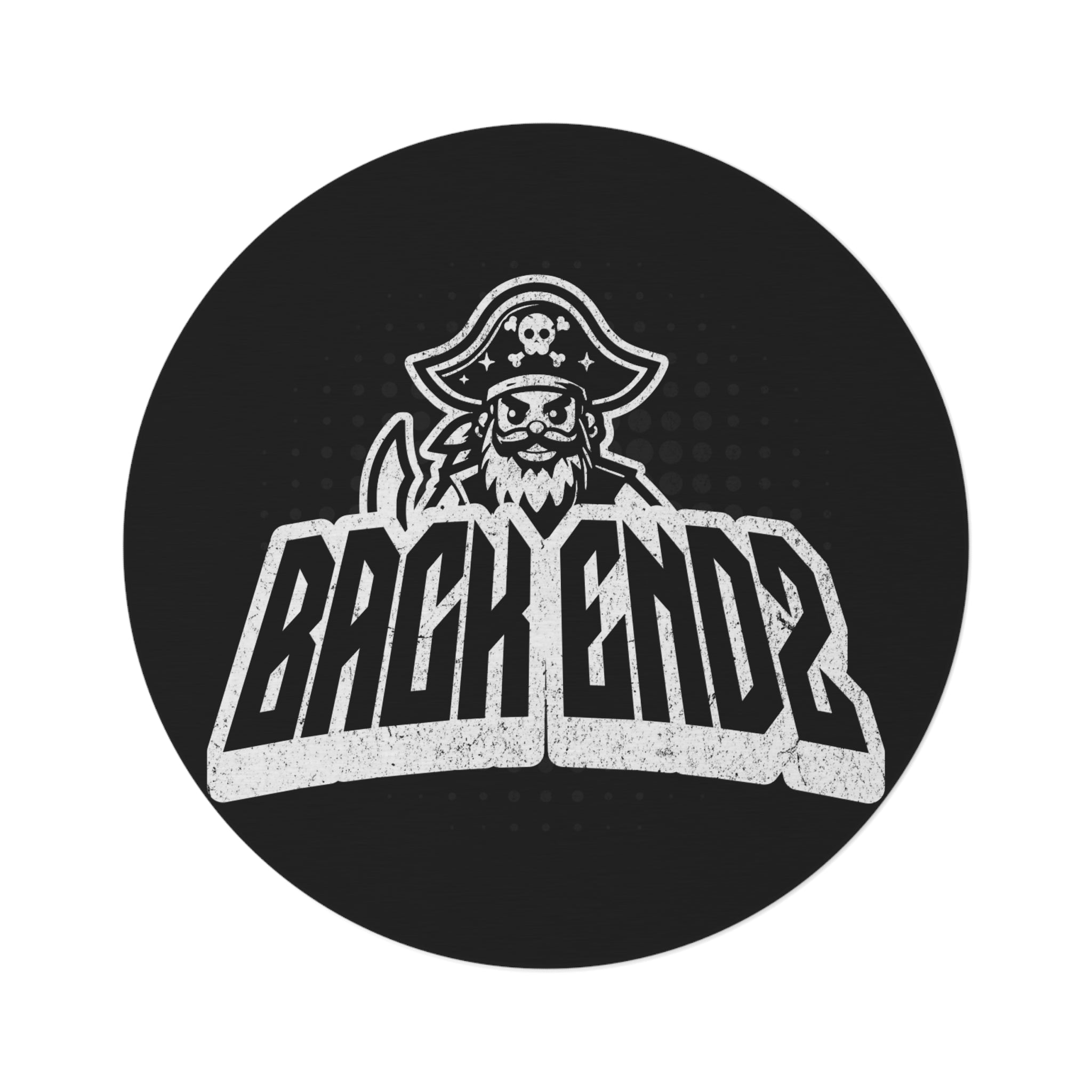 Pirate Logo Round Rug — "Back Endz" Black Floor Mat