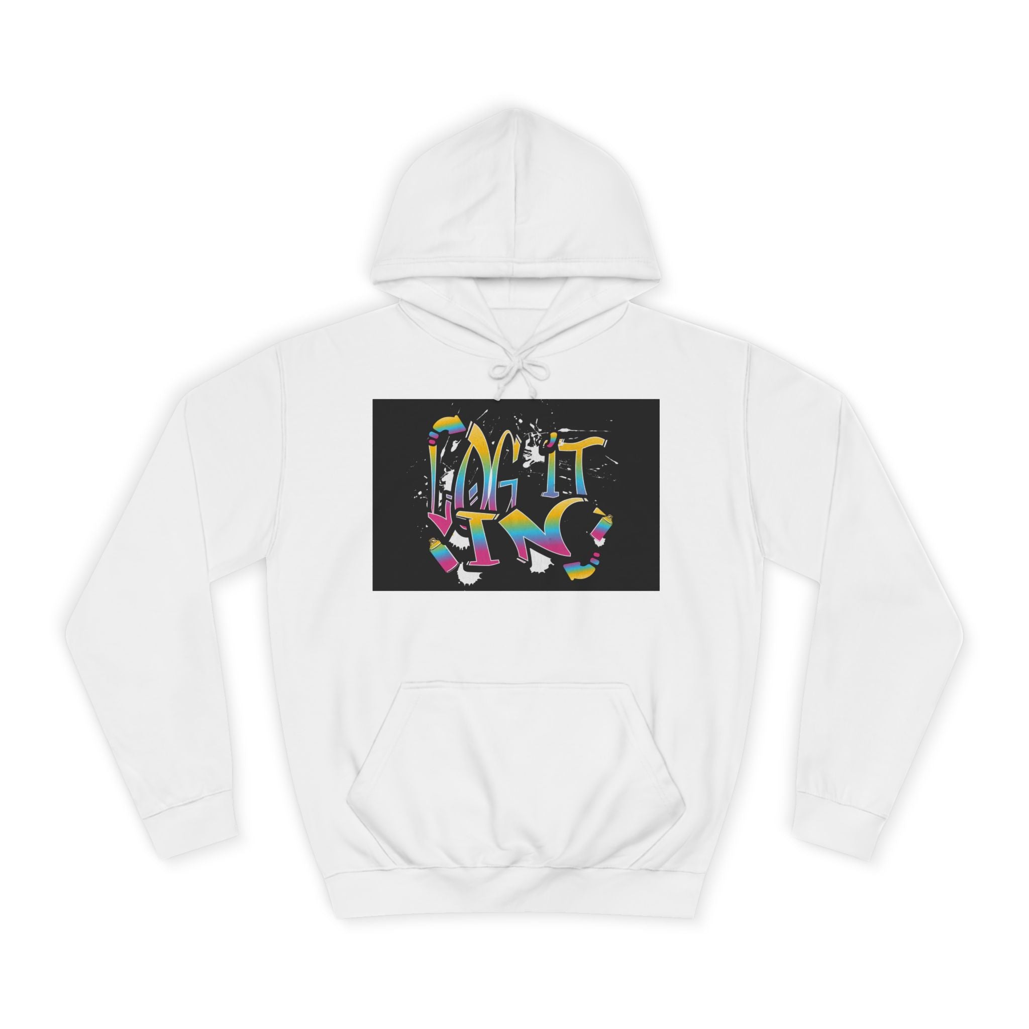 Colorful Unisex "log it in" Hoodie - Vibrant and Fun Sweatshirt for Anybody, Gift for Graduation, CozyWear, Artsy Hoodie