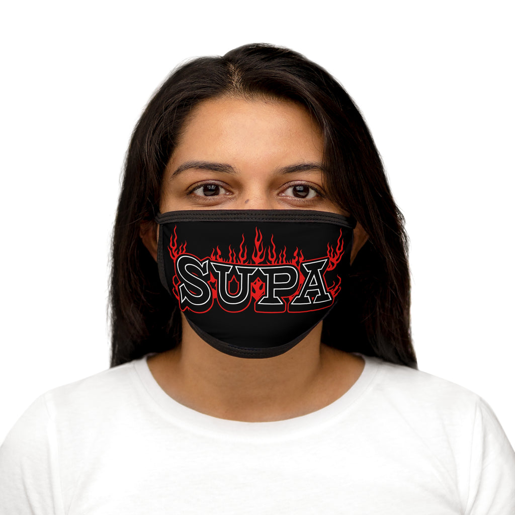 Supa Flame Face Mask — Black Graphic Cotton Blend Mask