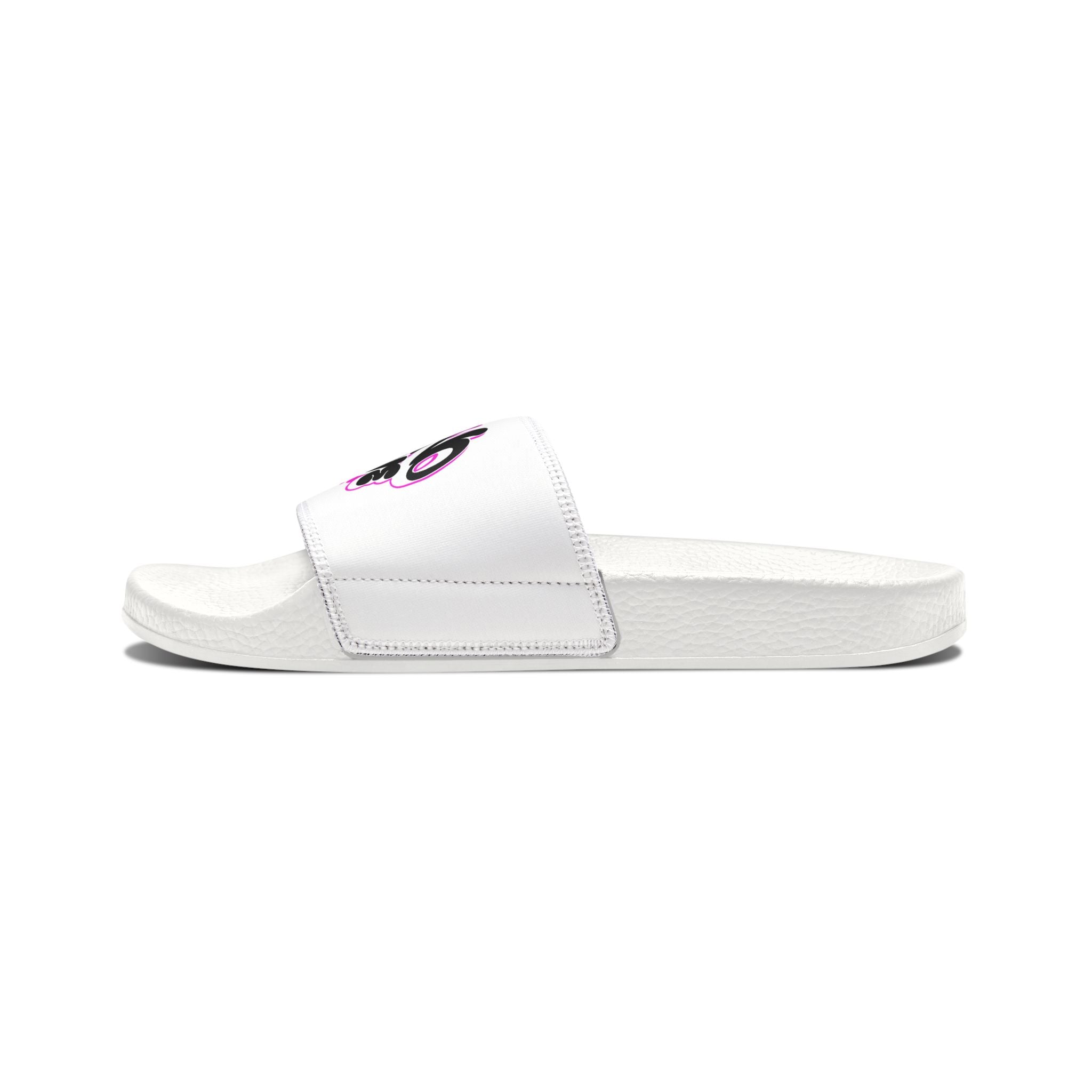 Men's White Slide Sandals with "NO LOVE" Graffiti "Ain't No Love" Design
