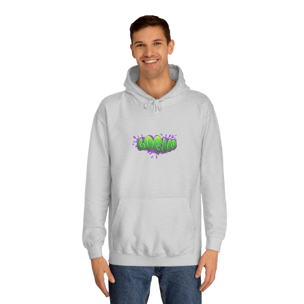 Hoodie with Green Graffiti "Login" Design - Streetwear Pullover