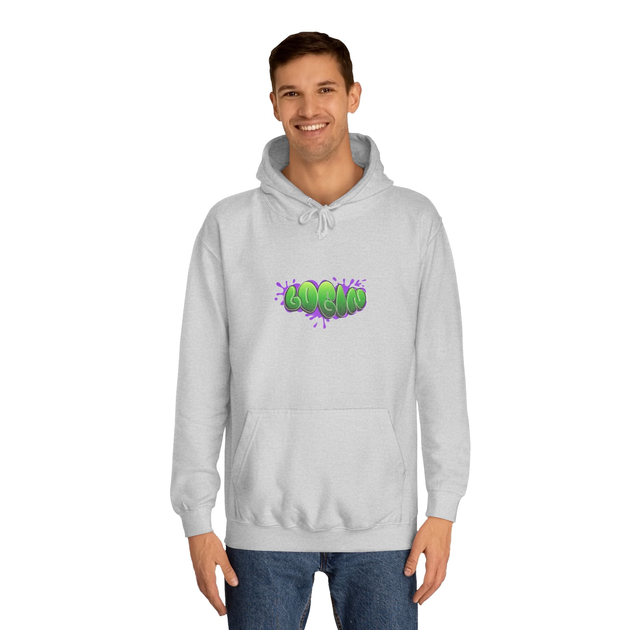 Hoodie with Green Graffiti "Login" Design - Streetwear Pullover