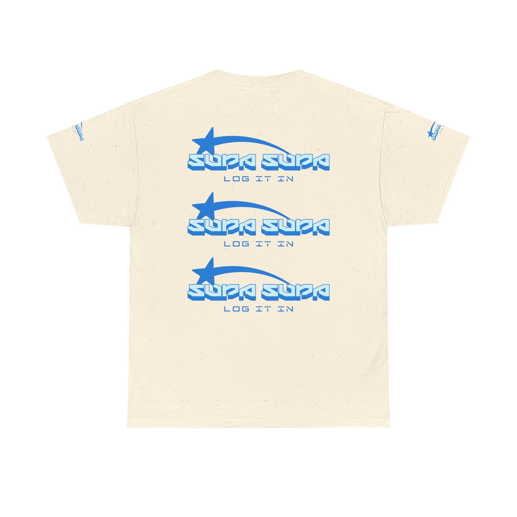 Supa Supa Retro Logo Tee — Blue Graphic Cotton T-Shirt