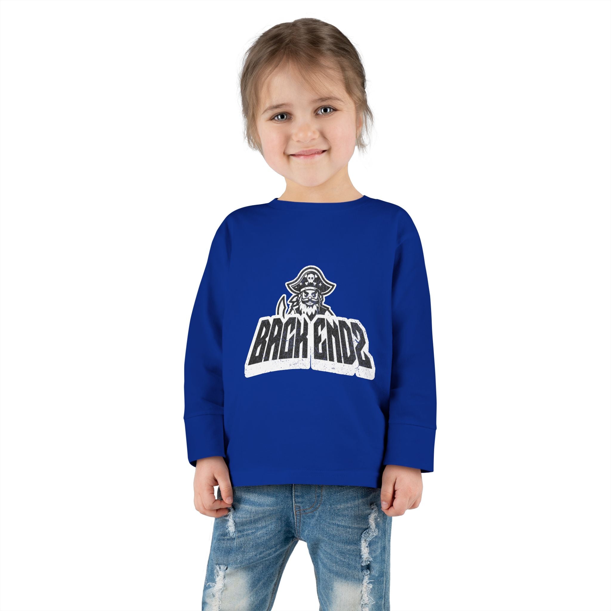 Toddler Long Sleeve Tee — Pirate Skull "Back Endz" Graphic