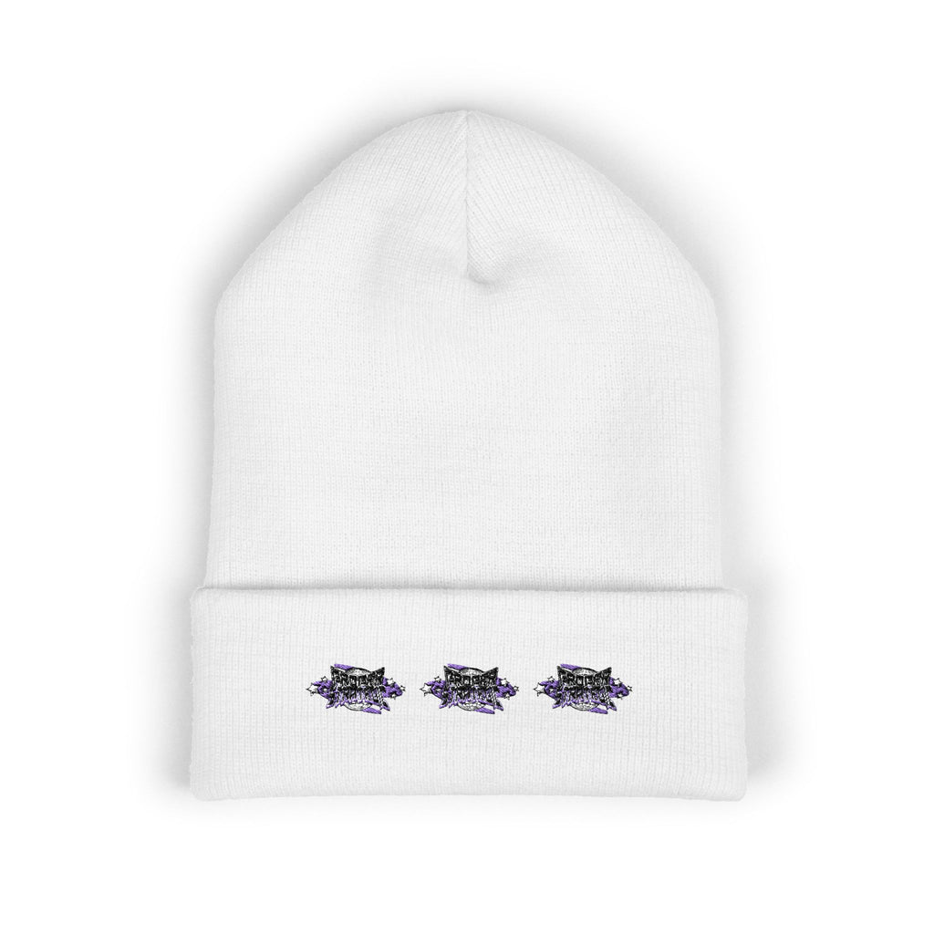 Embroidered "Strategic" Floral Cuffed Beanie