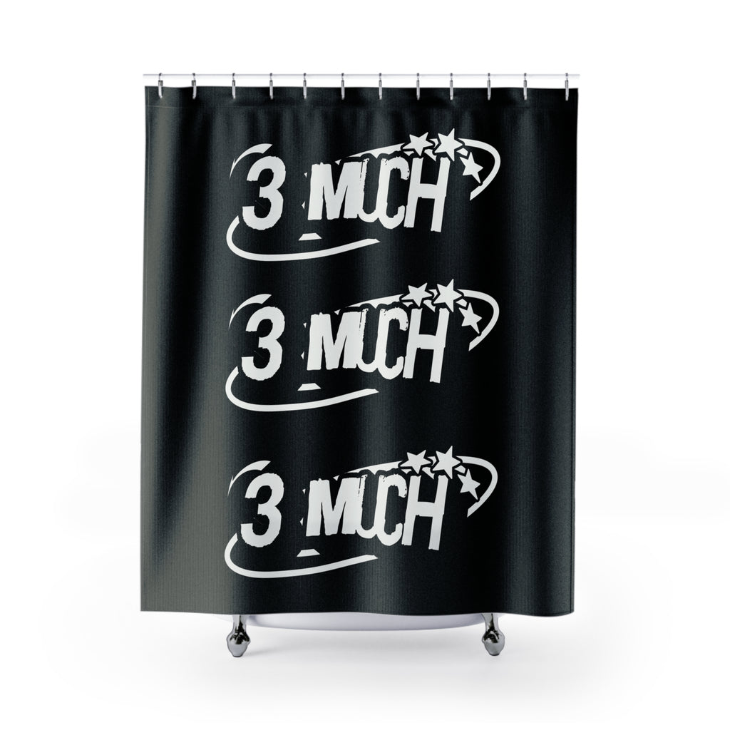 3 Much Black Graphic Shower Curtain — Bold Monochrome Bathroom Decor