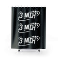 3 Much Black Graphic Shower Curtain — Bold Monochrome Bathroom Decor