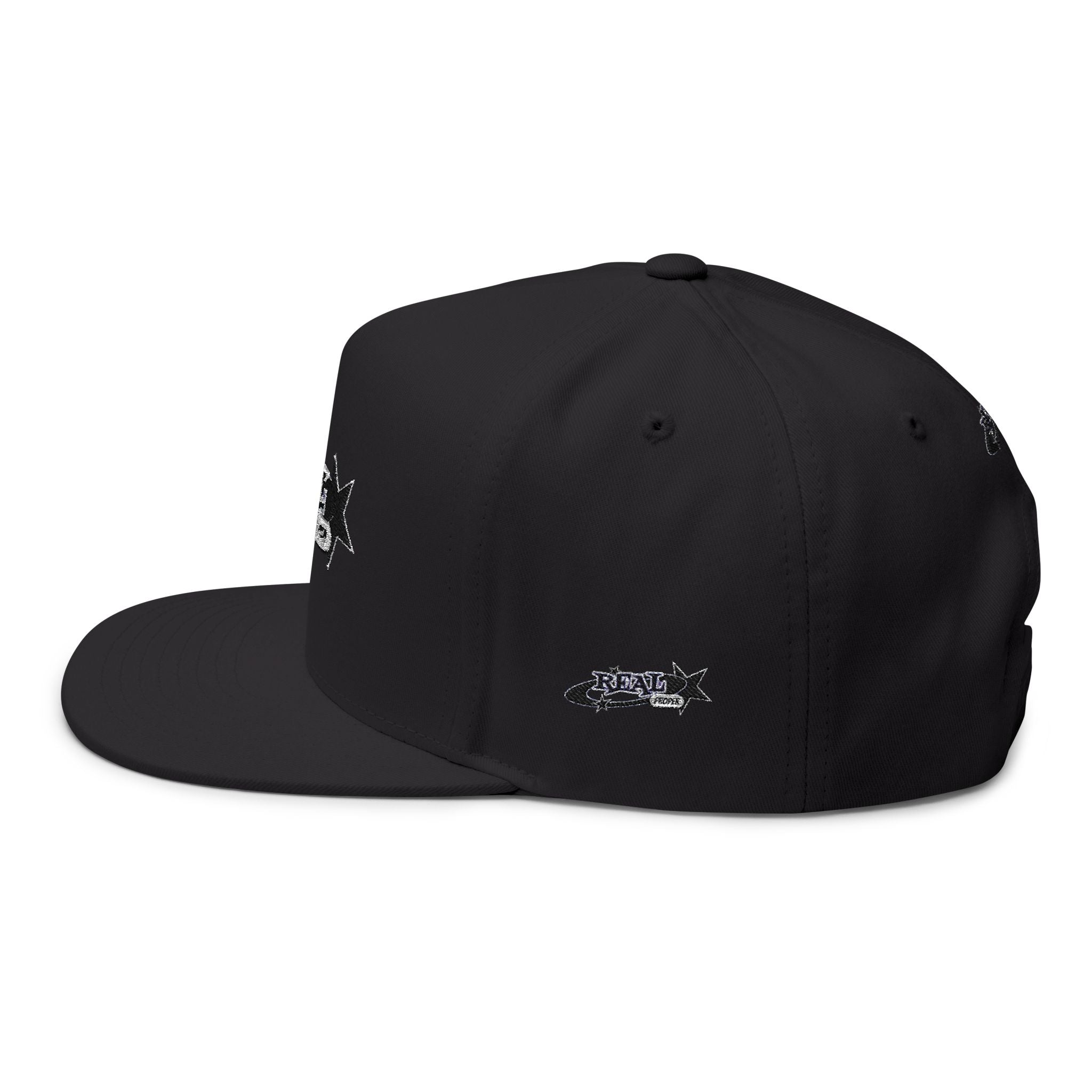 Embroidered Flat Bill Cap — Retro 'Real Proper' Logo Snapback