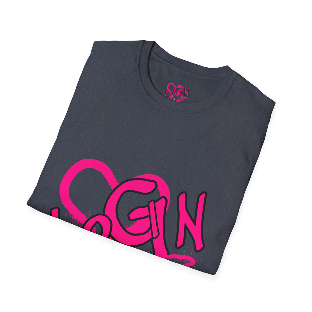 T-Shirt — Pink Graffiti 'Login' Streetwear Tee