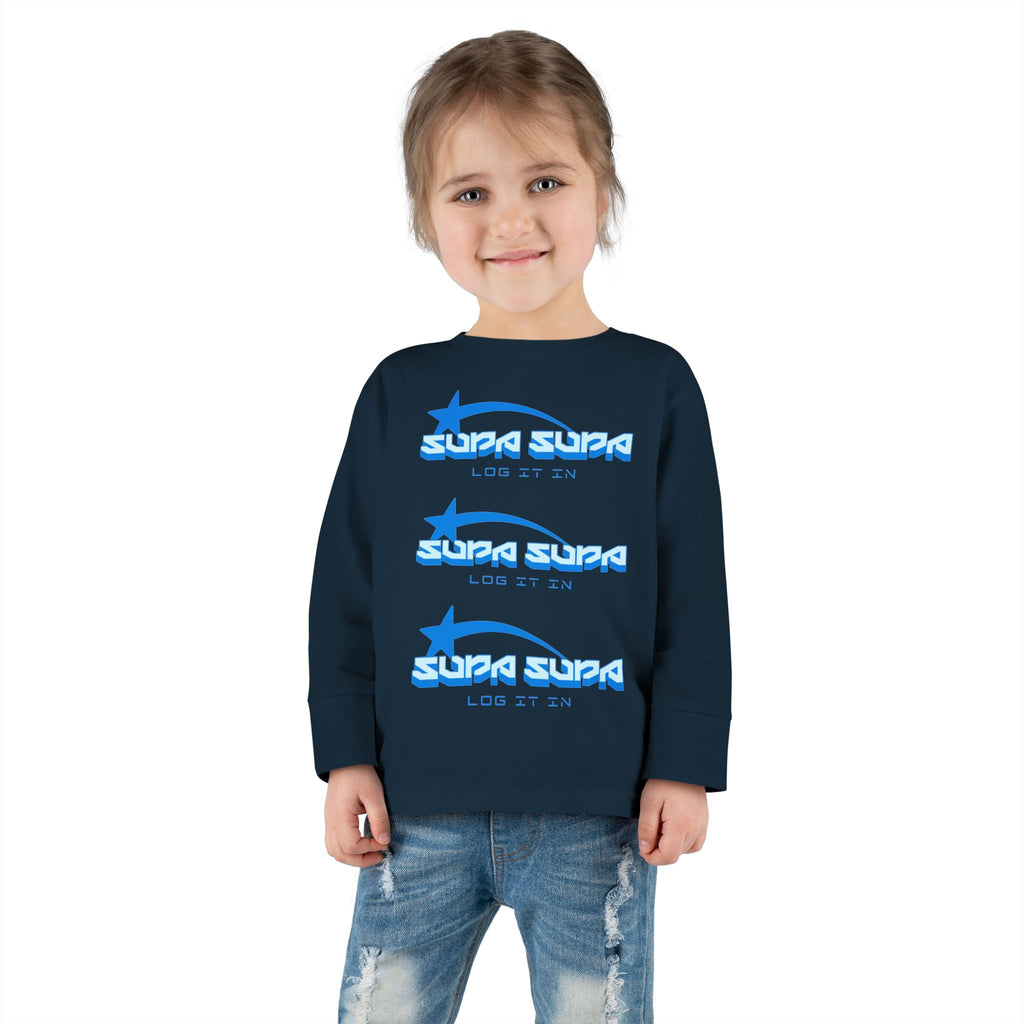 Toddler Long Sleeve Tee — Blue Shooting Star "Super Star" Graphic