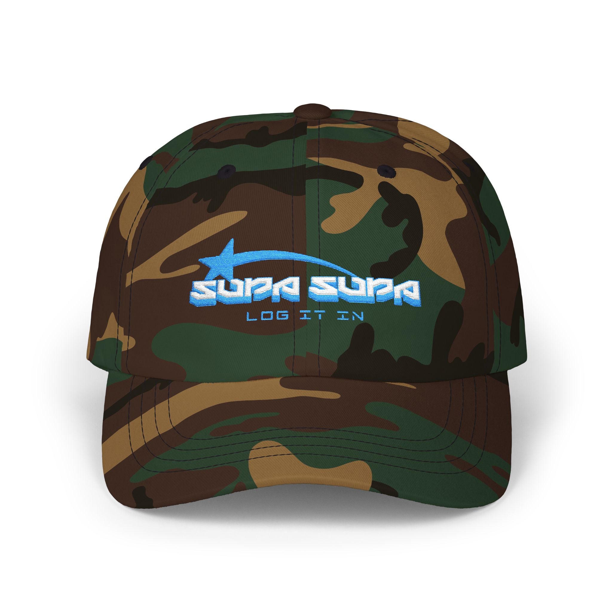Classic Cap — Retro 'Supa Supa' Embroidered White Baseball Hat