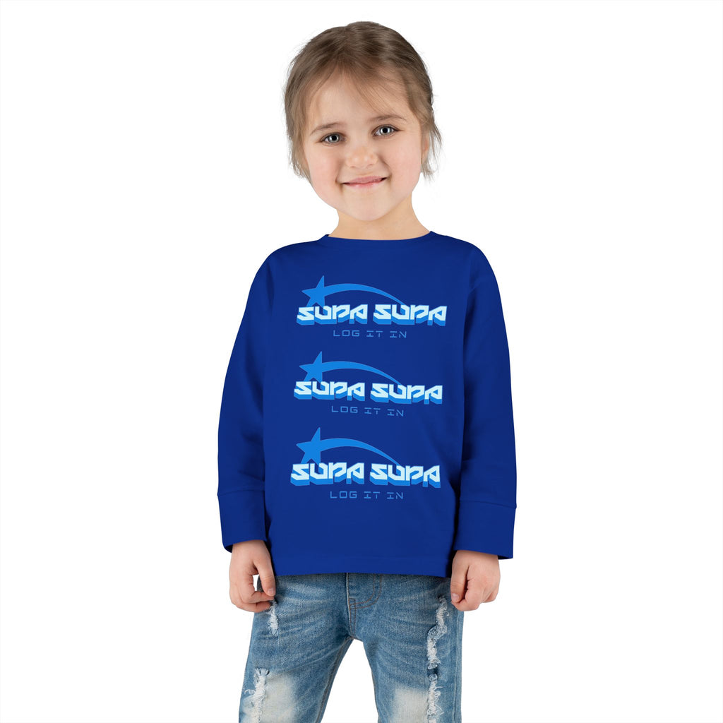 Toddler Long Sleeve Tee — Blue Shooting Star "Super Star" Graphic