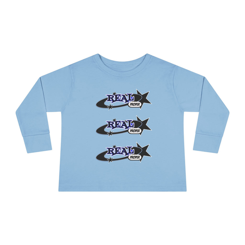 Toddler Long Sleeve Tee — 'Real Proper' Star Graphic Kids Shirt