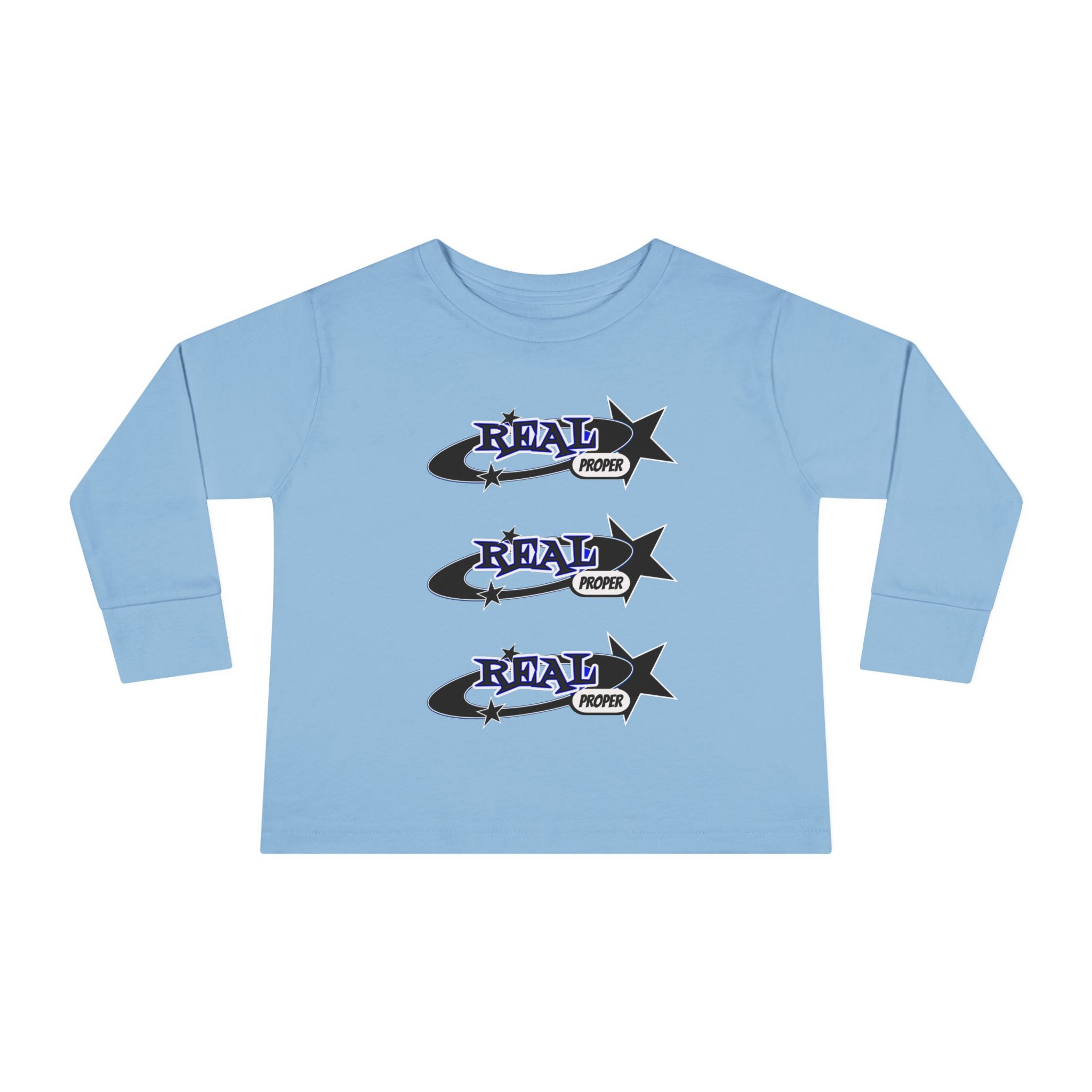 Toddler Long Sleeve Tee — 'Real Proper' Star Graphic Kids Shirt