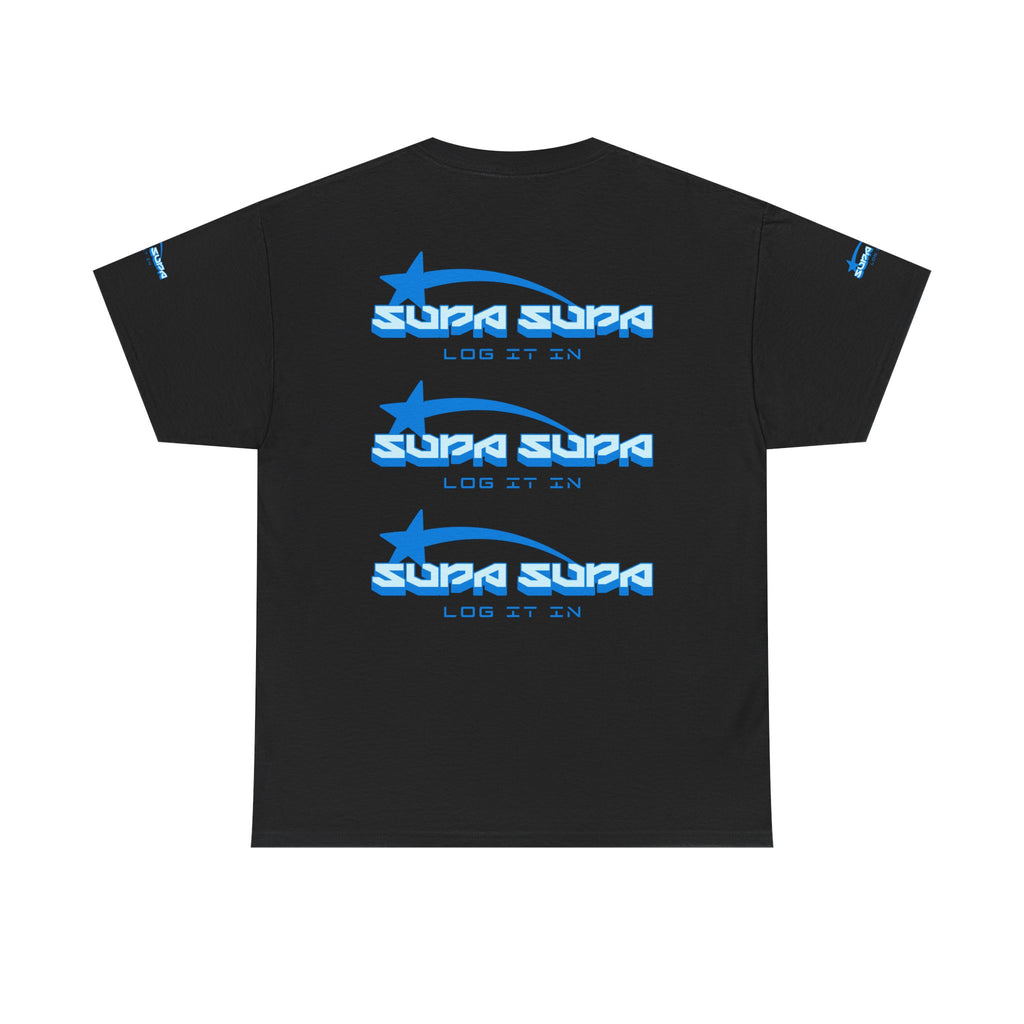 Supa Supa Retro Logo Tee — Blue Graphic Cotton T-Shirt