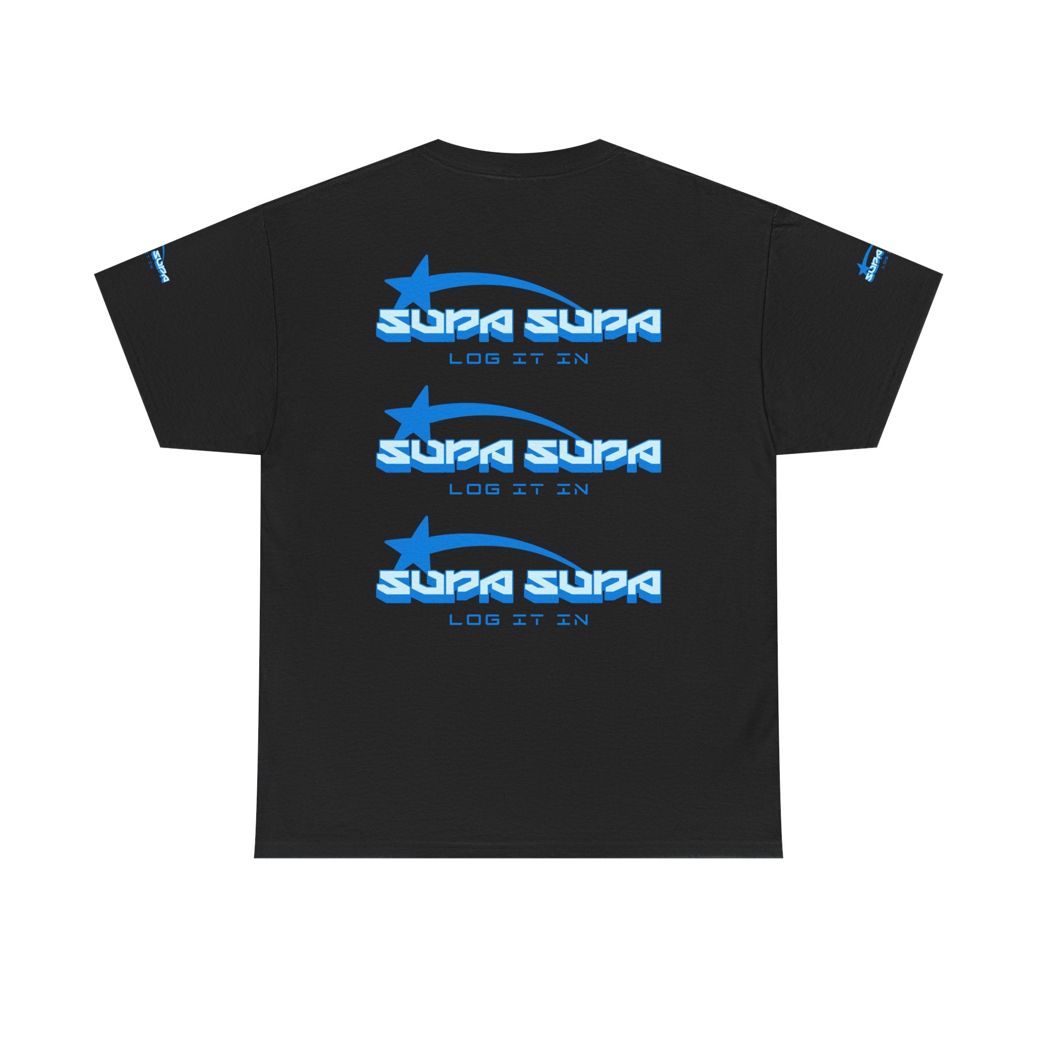 Supa Supa Retro Logo Tee — Blue Graphic Cotton T-Shirt
