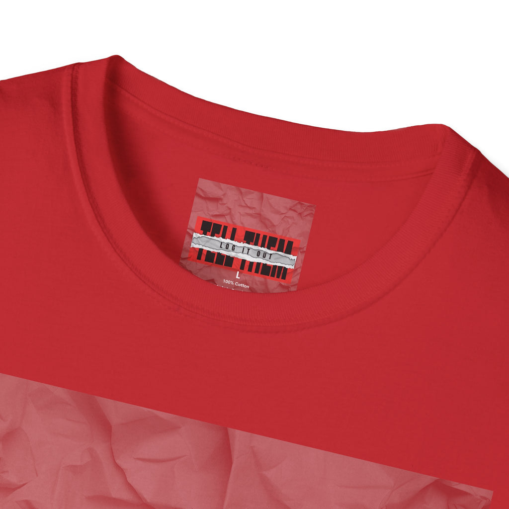 T-Shirt — LOG IT OUT Red Tape Graphic Tee ("LOG IT OUT")