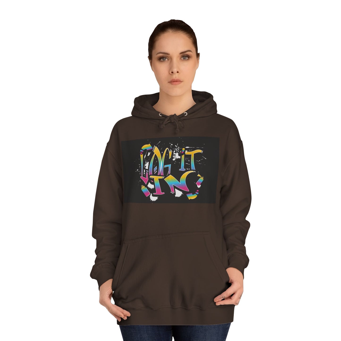 Colorful Unisex "log it in" Hoodie - Vibrant and Fun Sweatshirt for Anybody, Gift for Graduation, CozyWear, Artsy Hoodie
