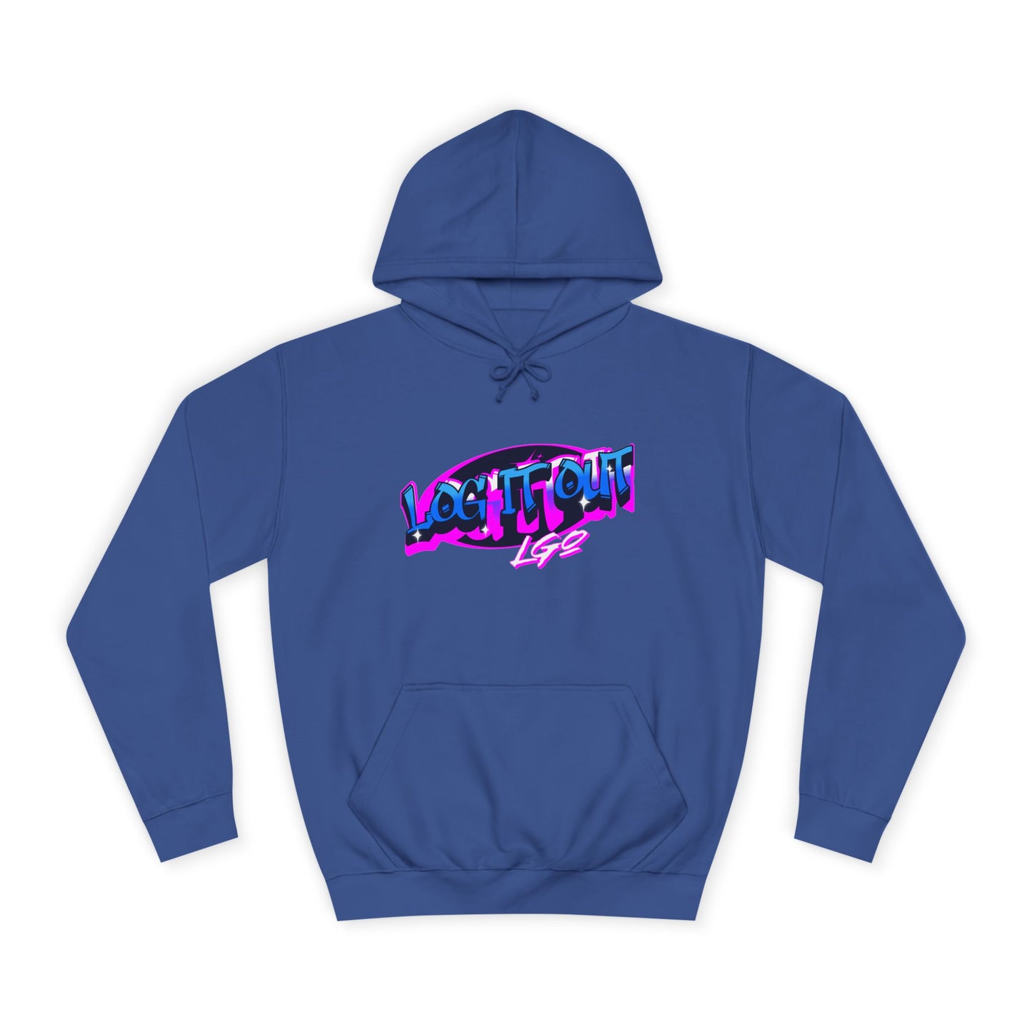 Vibrant Graffiti"Log it out"Hoodie, Unisex Fashion, Casual Wear, Student Apparel, Street Style, Gift for Graduates
