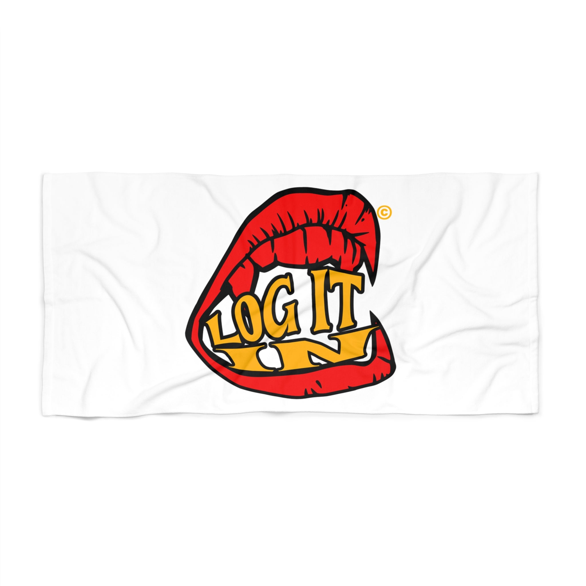 Towel — Bold "Log It in" Graphic Beach Towel