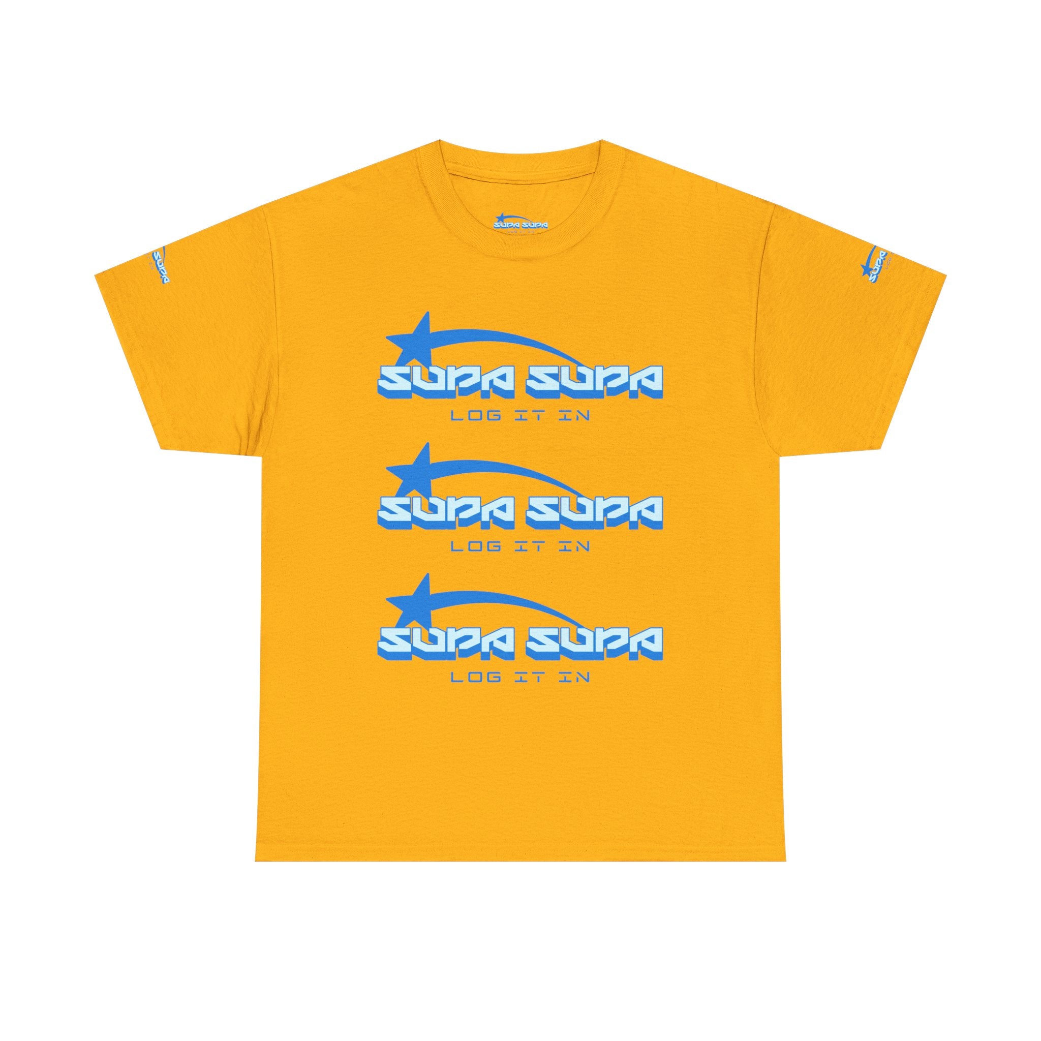 Supa Supa Retro Logo Tee — Blue Graphic Cotton T-Shirt