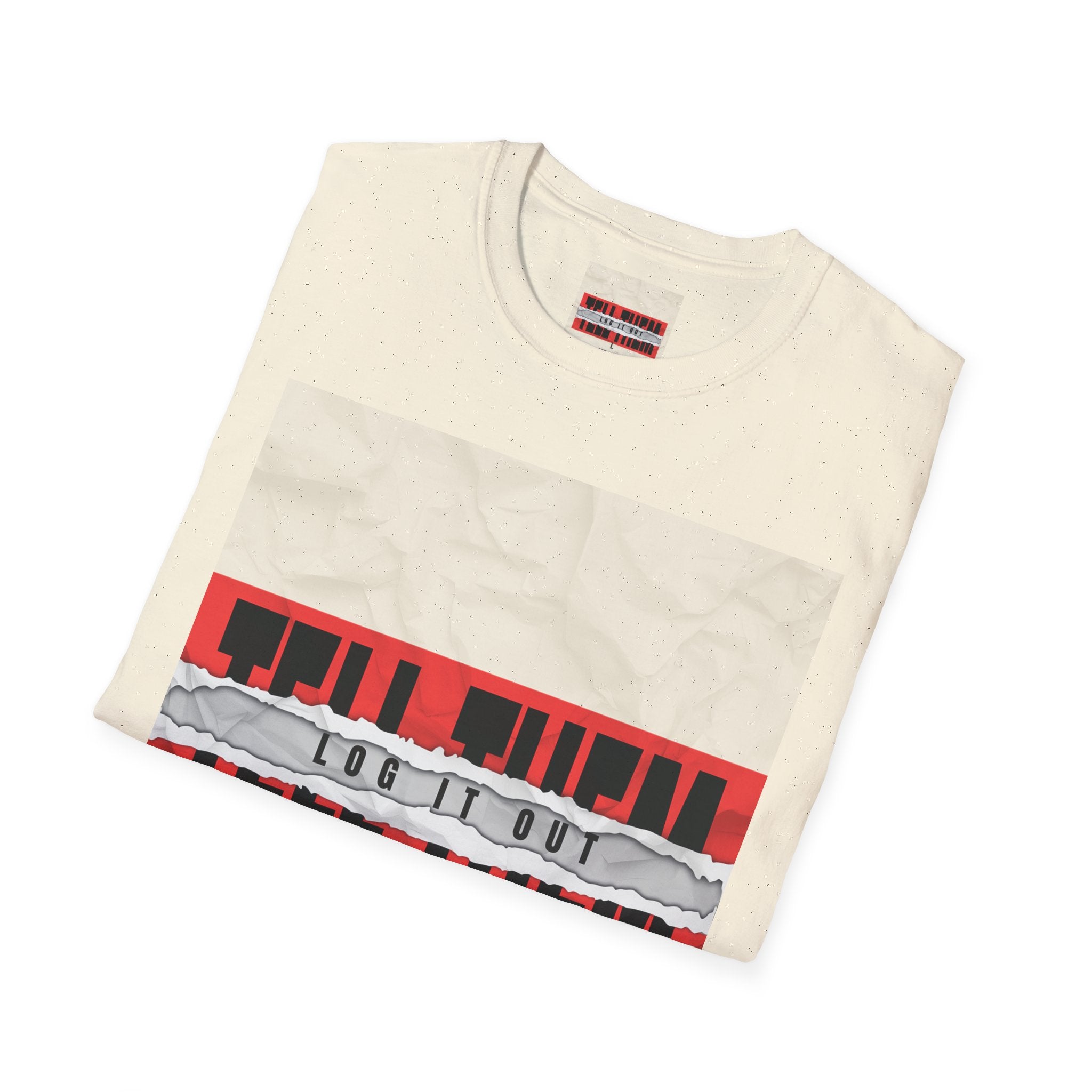 T-Shirt — LOG IT OUT Red Tape Graphic Tee ("LOG IT OUT")