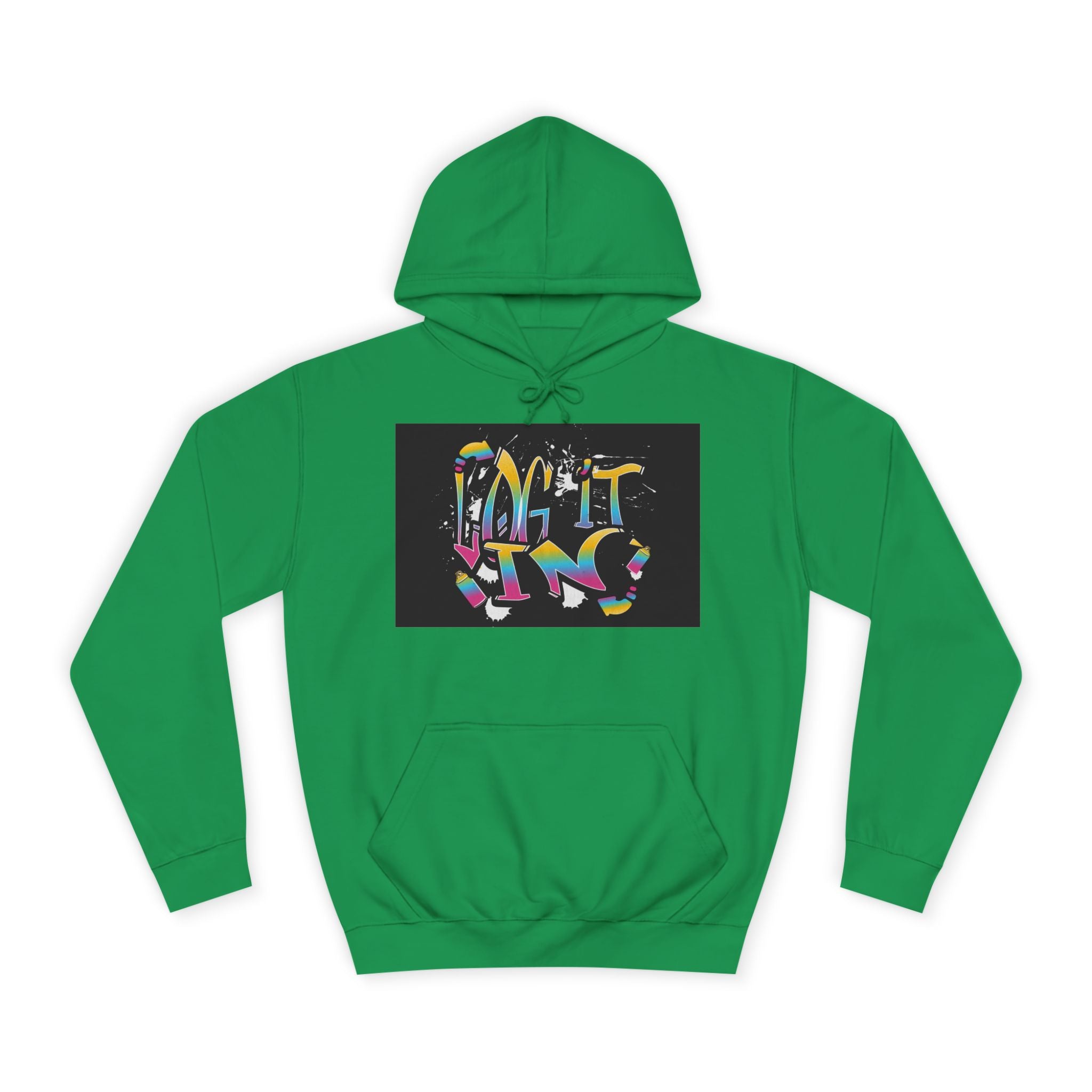 Colorful Unisex "log it in" Hoodie - Vibrant and Fun Sweatshirt for Anybody, Gift for Graduation, CozyWear, Artsy Hoodie