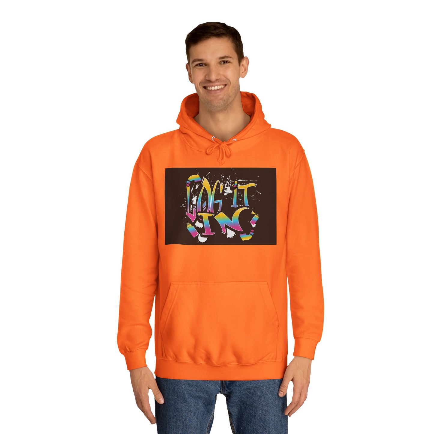 Colorful Unisex "log it in" Hoodie - Vibrant and Fun Sweatshirt for Anybody, Gift for Graduation, CozyWear, Artsy Hoodie
