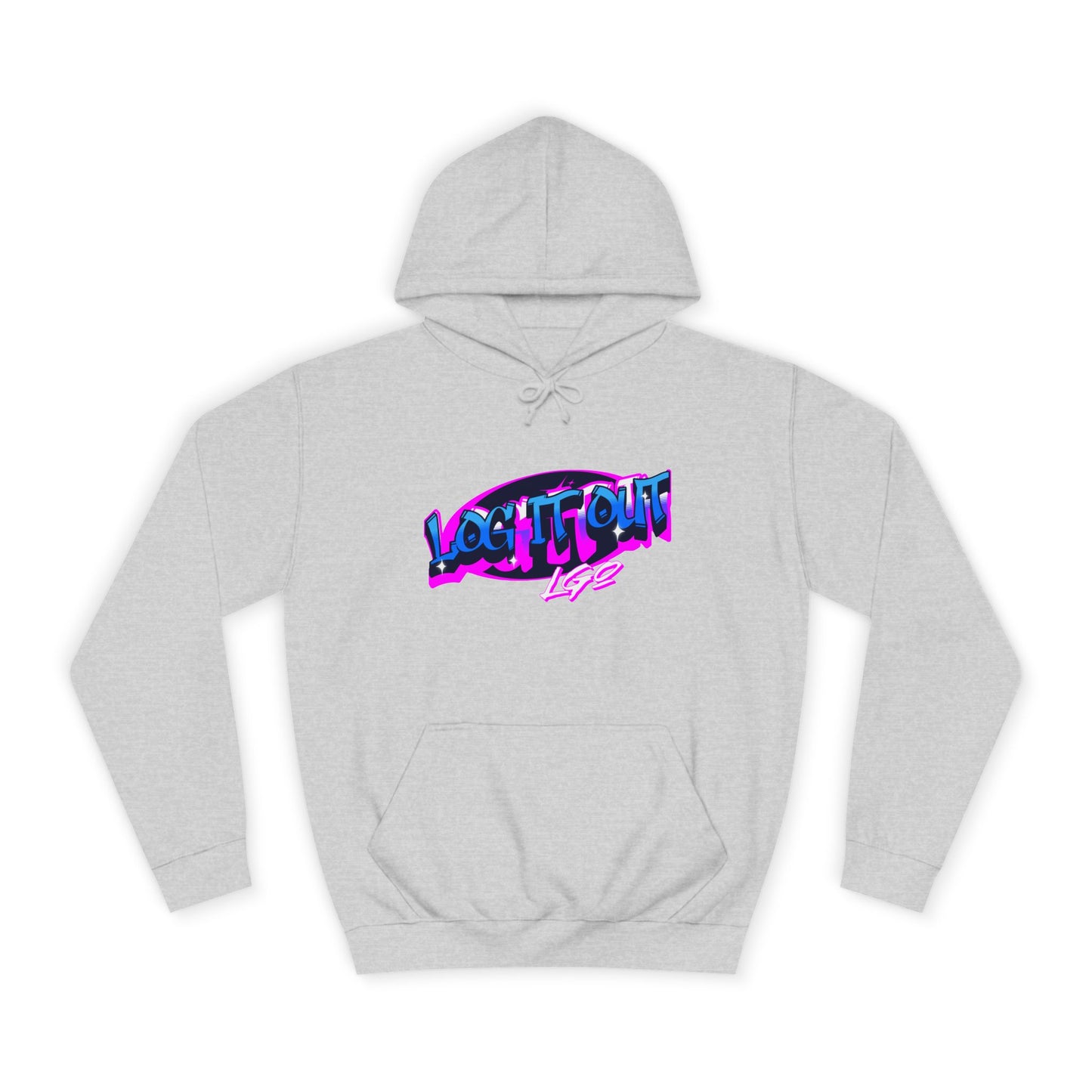 Vibrant Graffiti"Log it out"Hoodie, Unisex Fashion, Casual Wear, Student Apparel, Street Style, Gift for Graduates