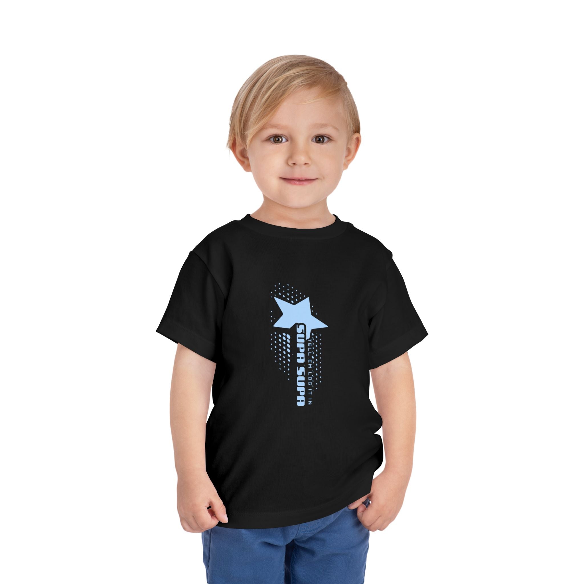 Toddler Tee — Blue Star "Tell em log it in" Graphic