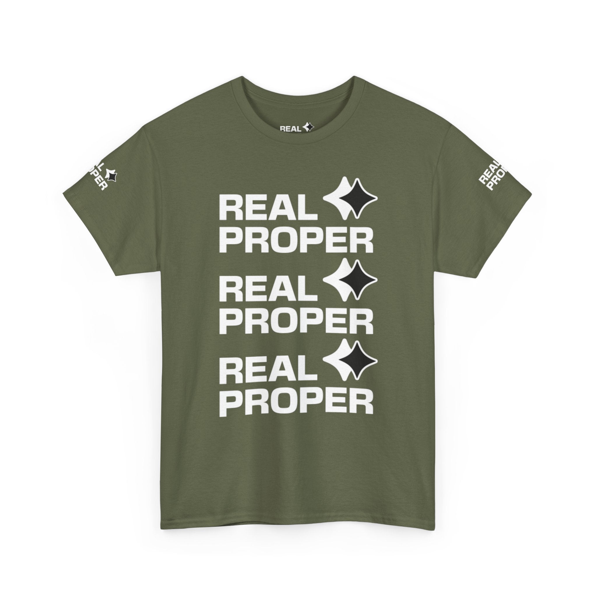 "Real Proper" Repeat Logo T‑Shirt