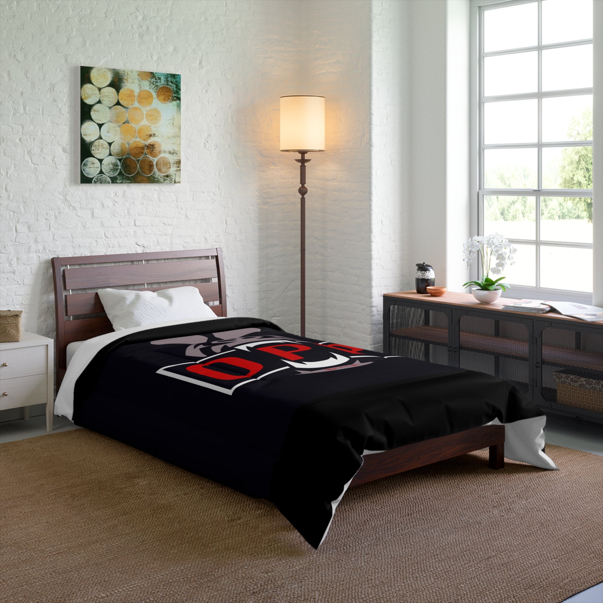 OPP Gorilla Graphic Comforter - Bold Black Monster Bedding