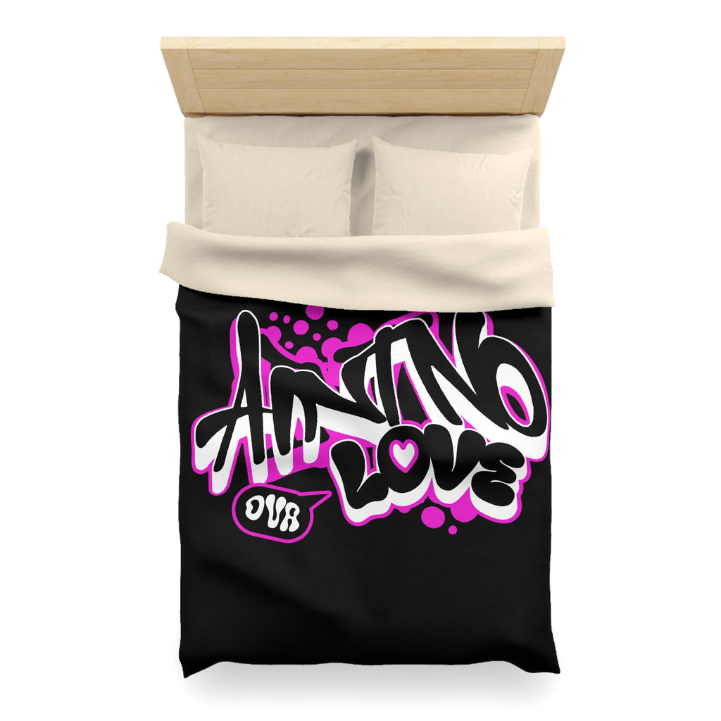 Duvet Cover — Pink Graffiti "No Love" Street Art Microfiber Bedding