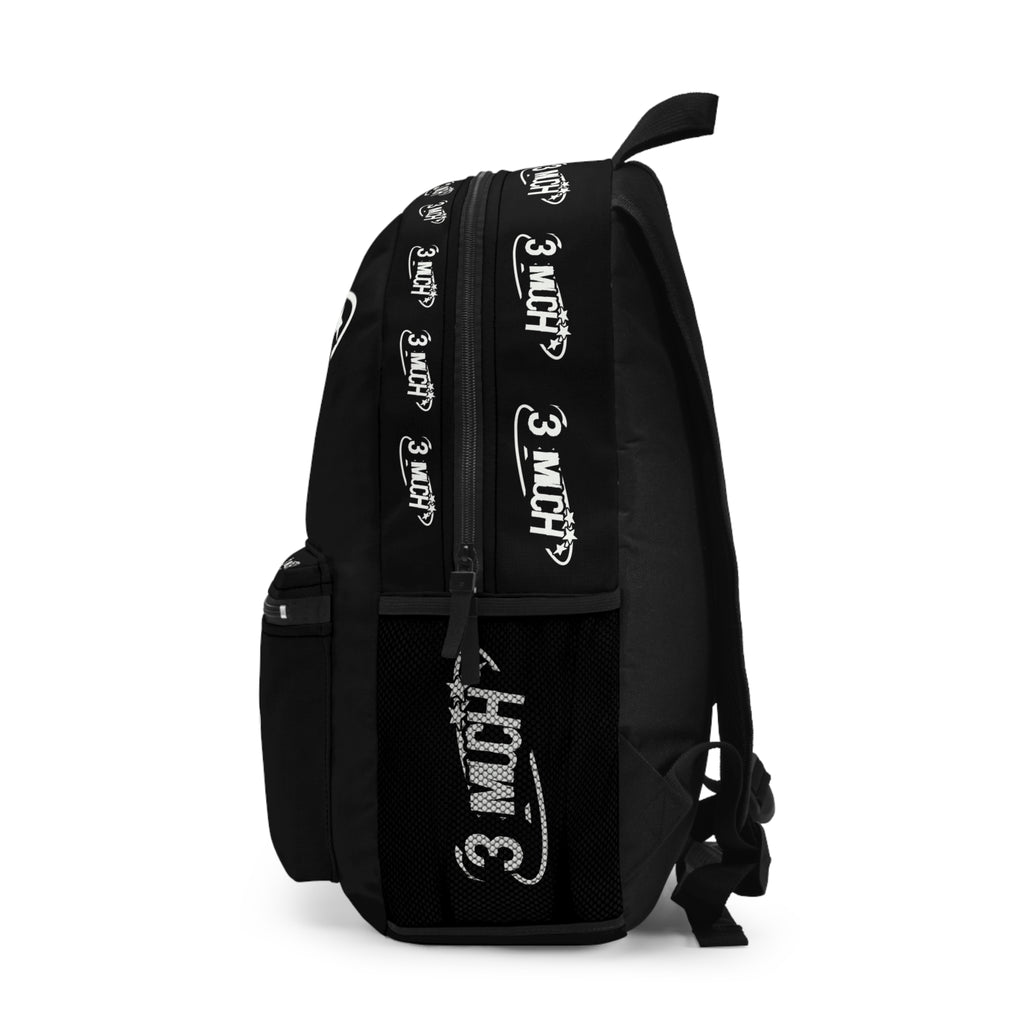 3 Much Logo Backpack — Black Graphic School & Everyday Bag