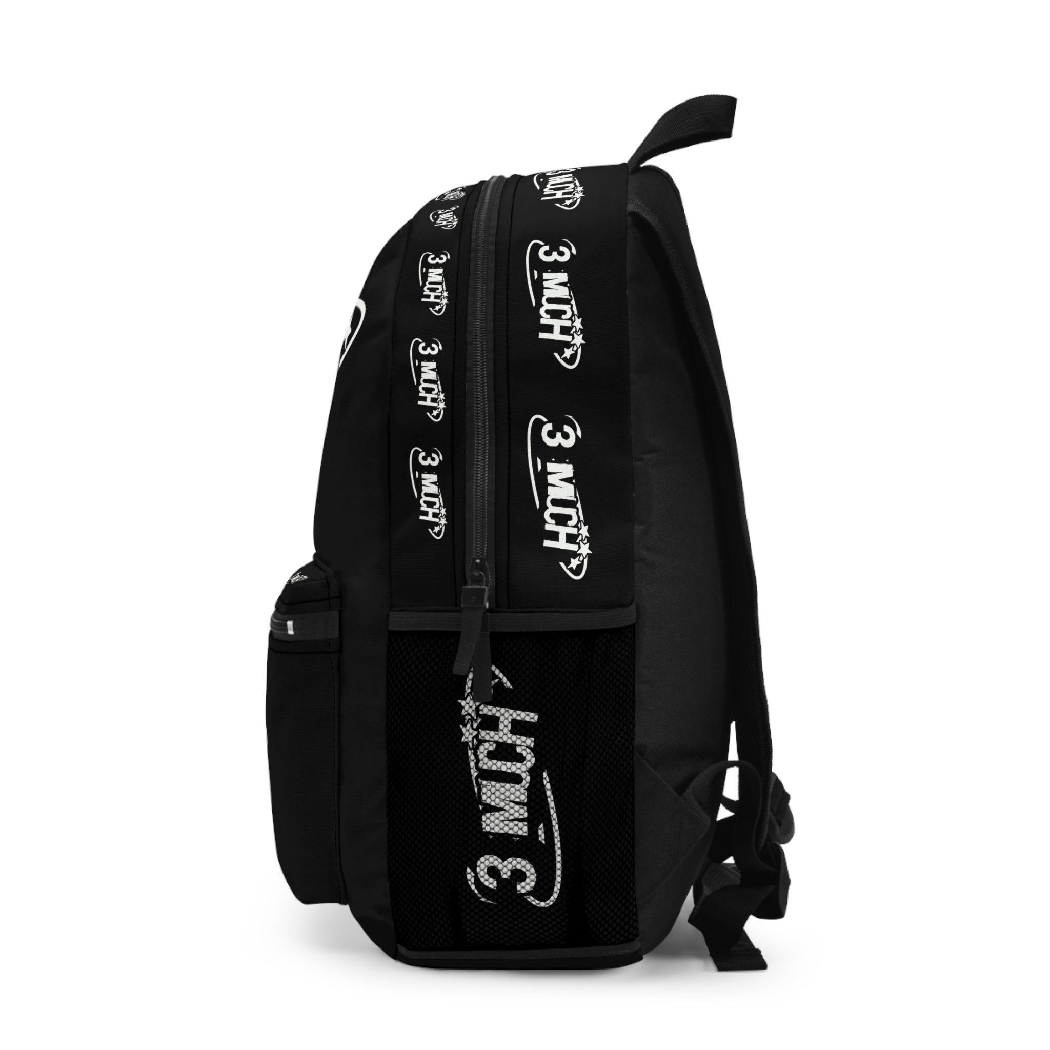 3 Much Logo Backpack — Black Graphic School & Everyday Bag
