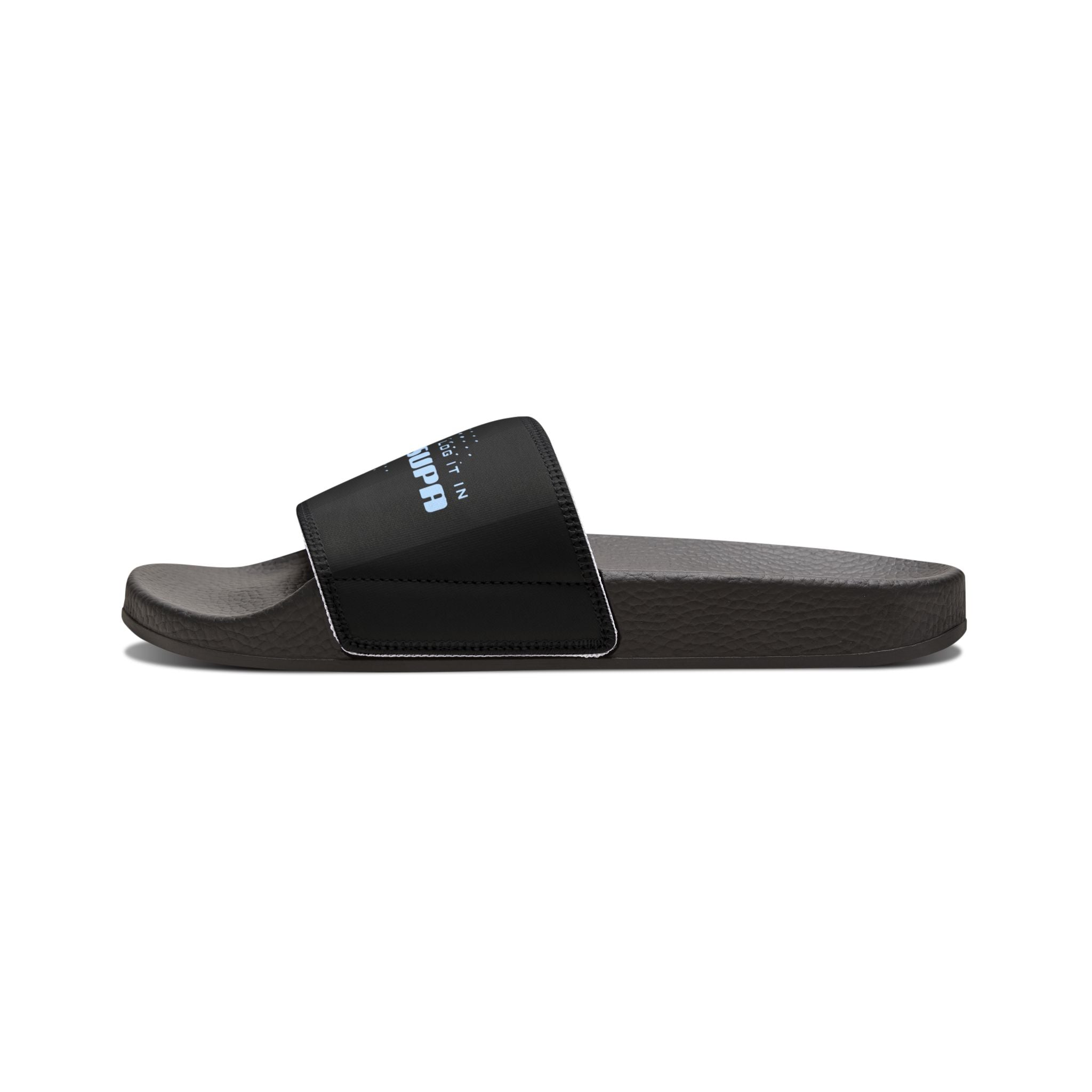 Women's Slide Sandals — Removable strap " Tell em log it in" Comfort Slides