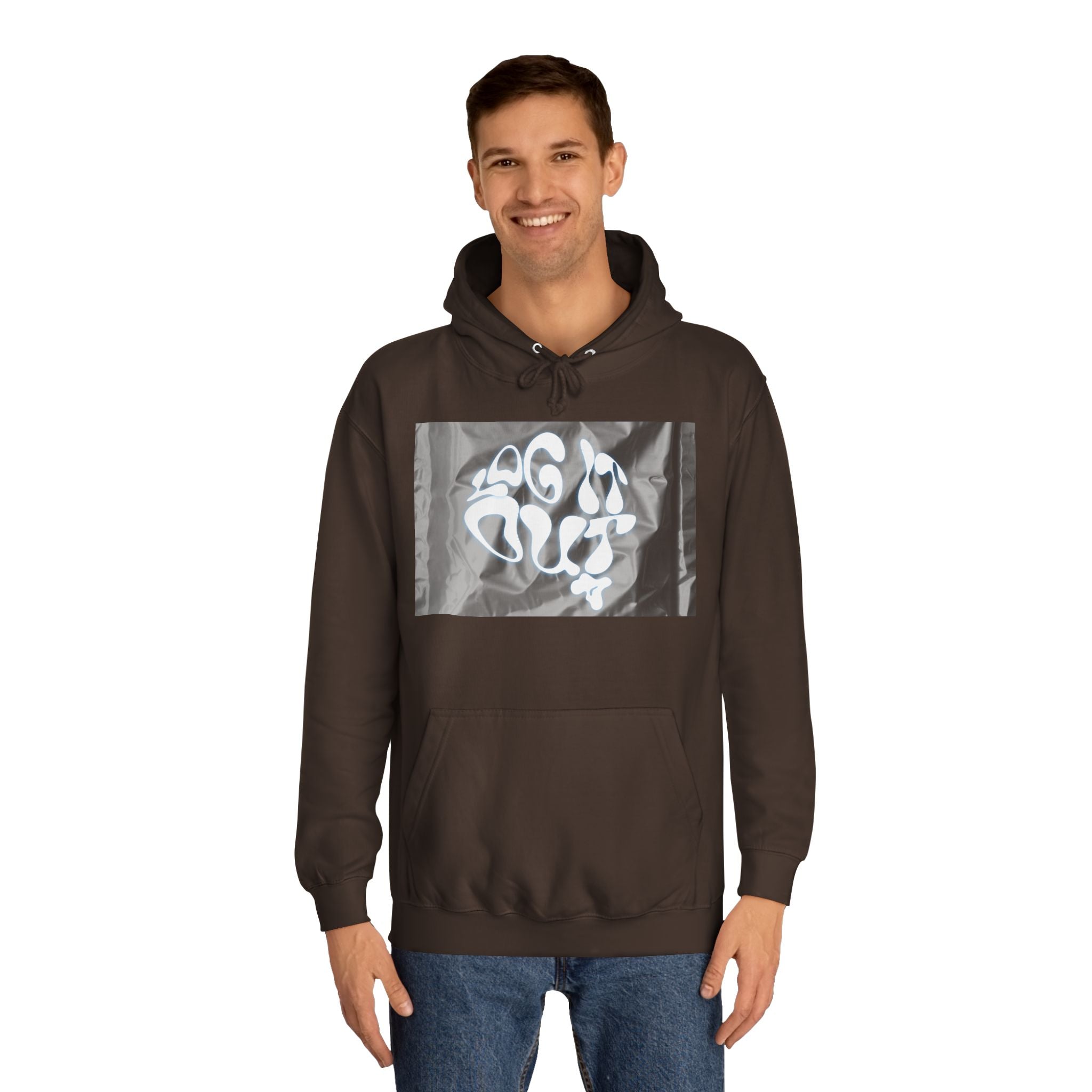 Cozy Unisex 'LOG IT OUT' Hoodie with Abstract Design, Sweatshirt, Graphic Hoodie, Casual Wear, Perfect Fit