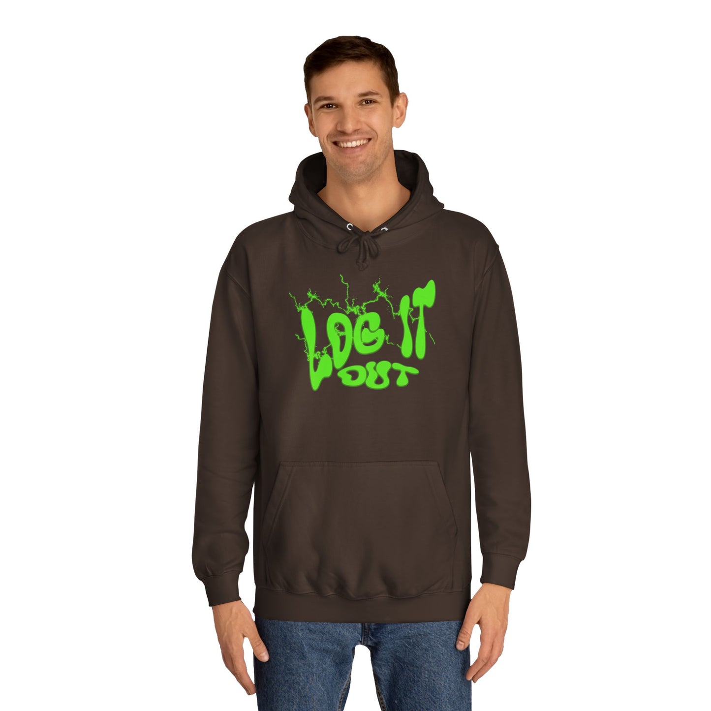 Unisex College Hoodie with 'Log It Out' Design | Trendy Wear, Gift for Everyone, Comfortable Streetwear, Cool Casual Hoodie