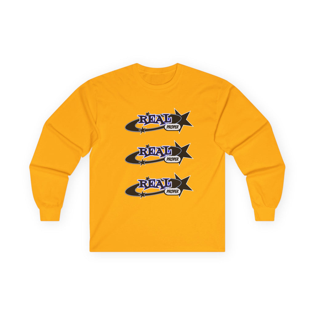 "Real Proper" Graphic Long Sleeve Tee — Retro Star Logo