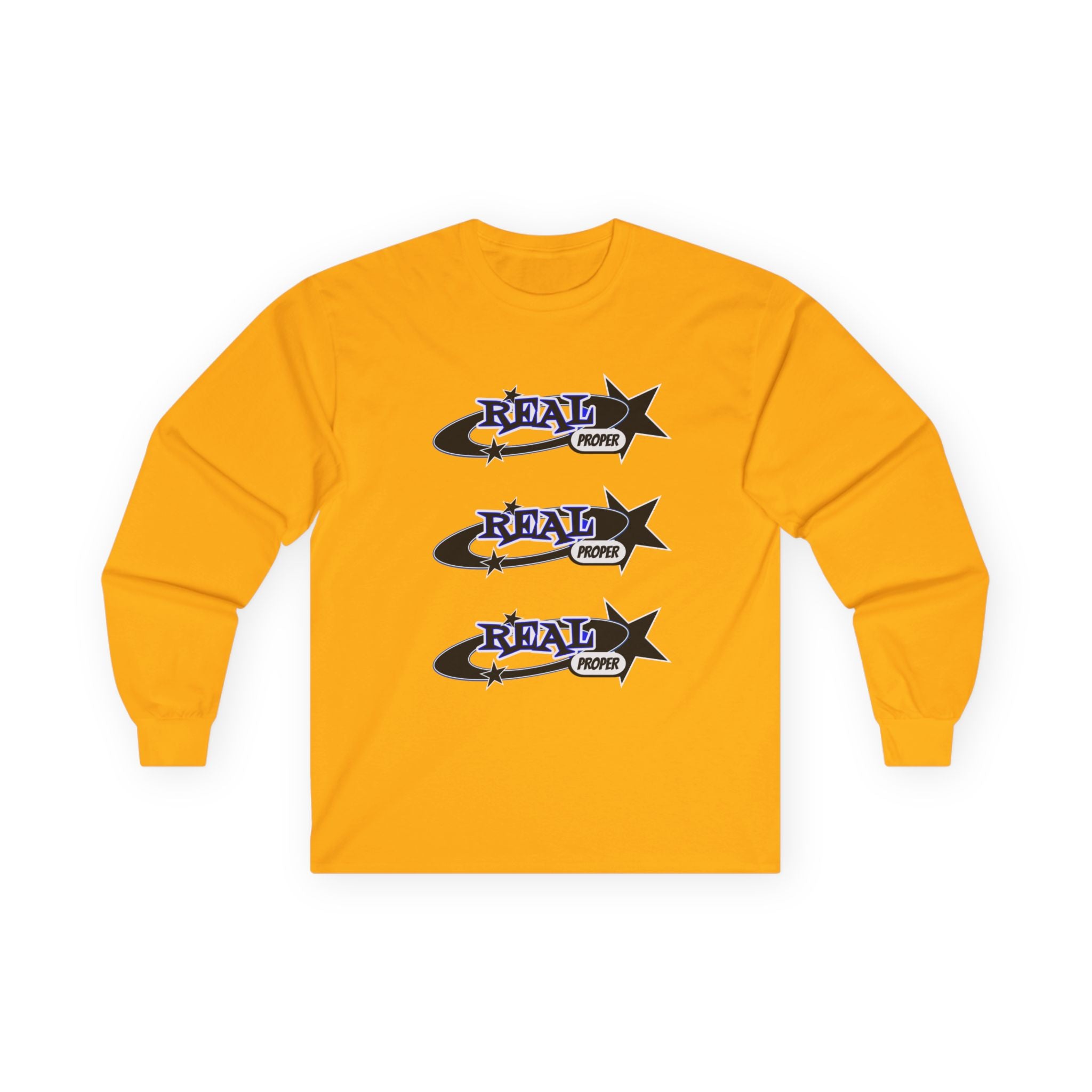"Real Proper" Graphic Long Sleeve Tee — Retro Star Logo