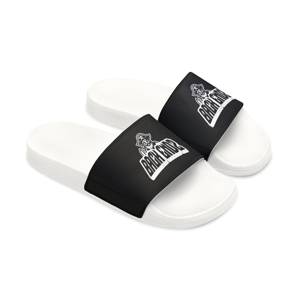 Youth Slide Sandals — Black Strap with 'Bank Endz' Graphic