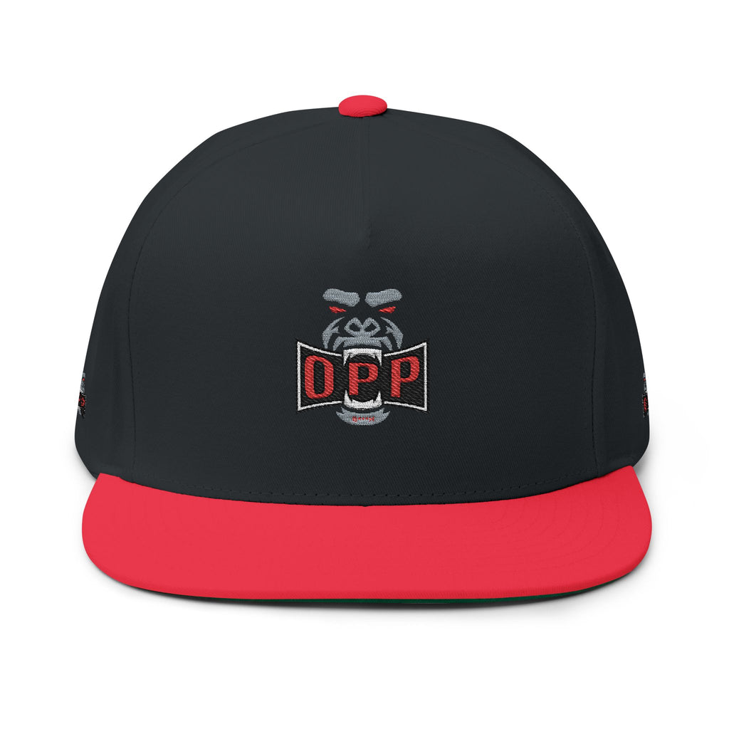 OPP Embroidered Flat Bill Cap — Retro Logo Snapback Hat