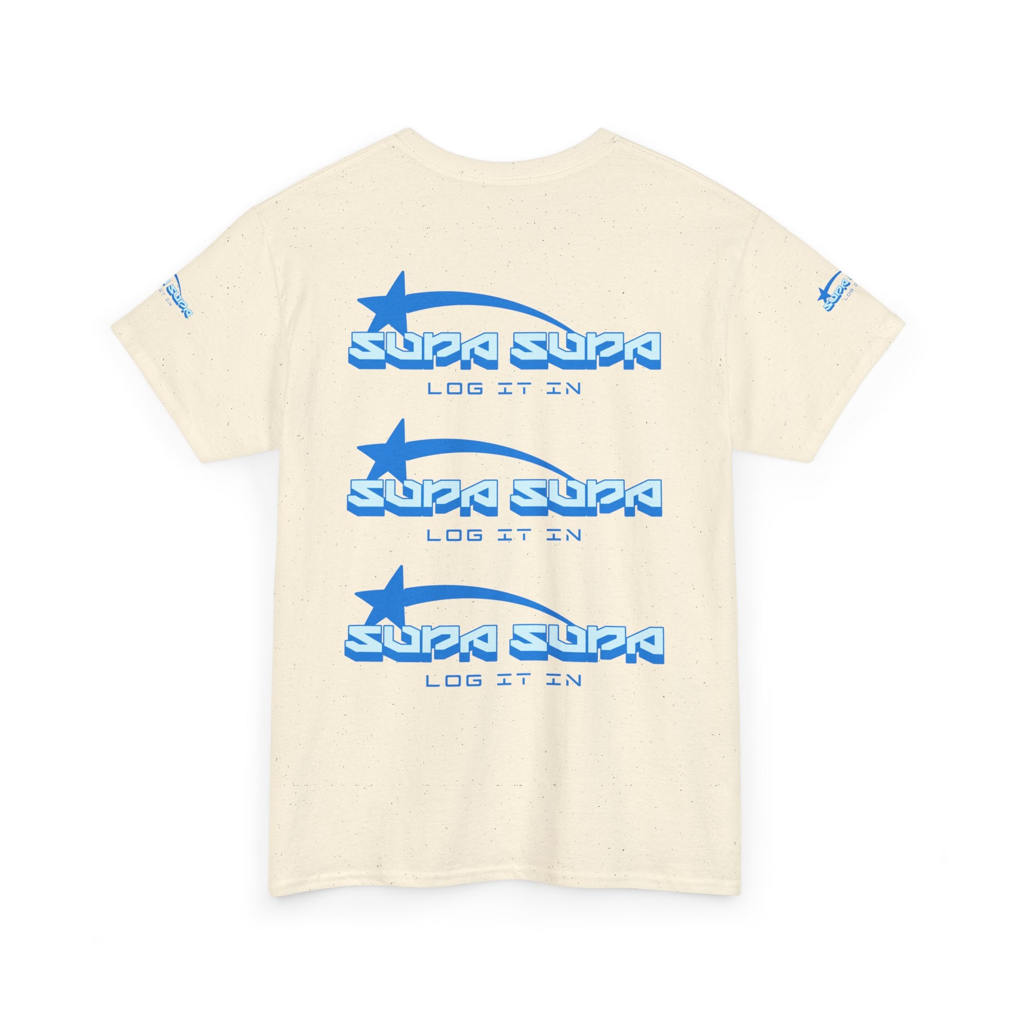 Supa Supa Retro Logo Tee — Blue Graphic Cotton T-Shirt