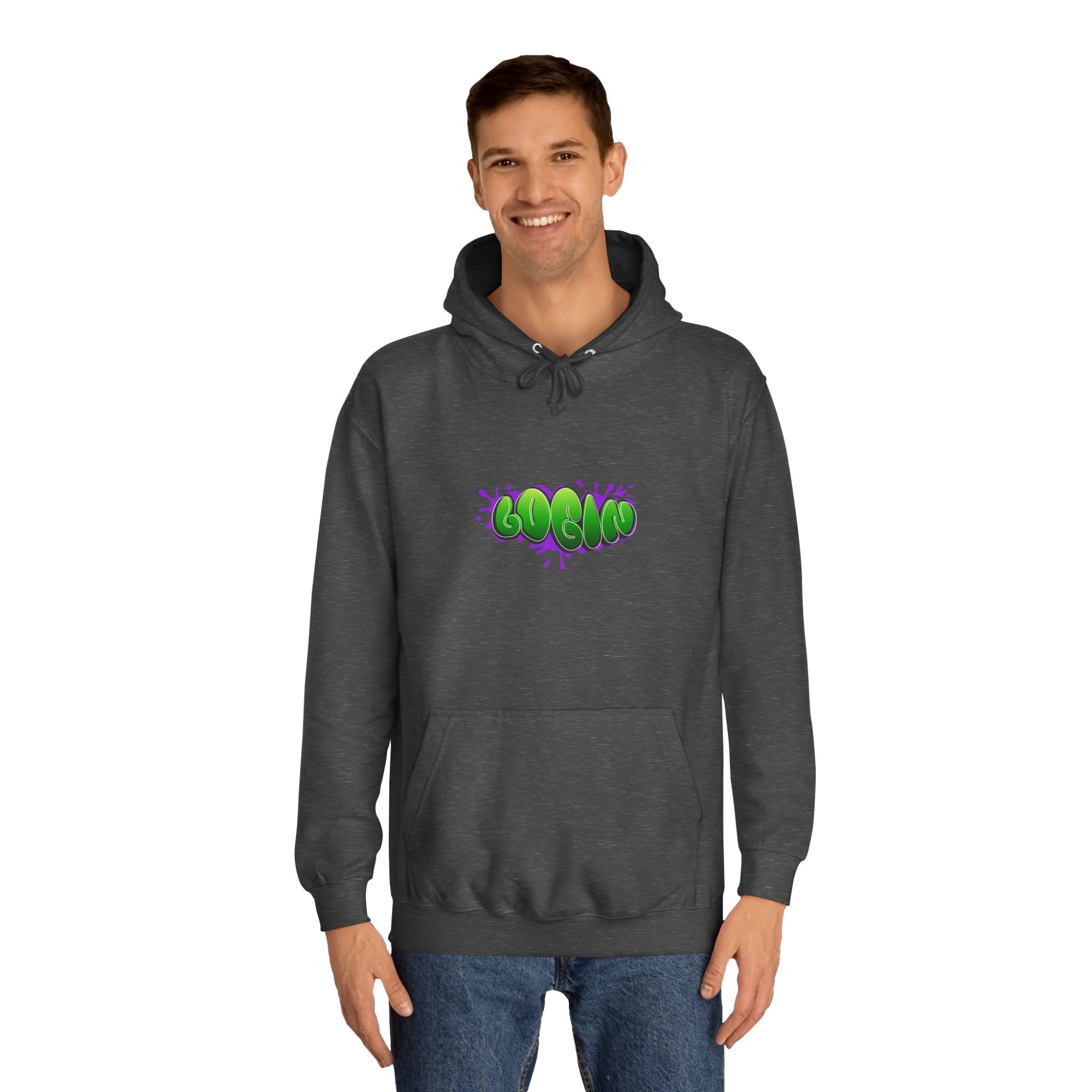 Hoodie with Green Graffiti "Login" Design - Streetwear Pullover