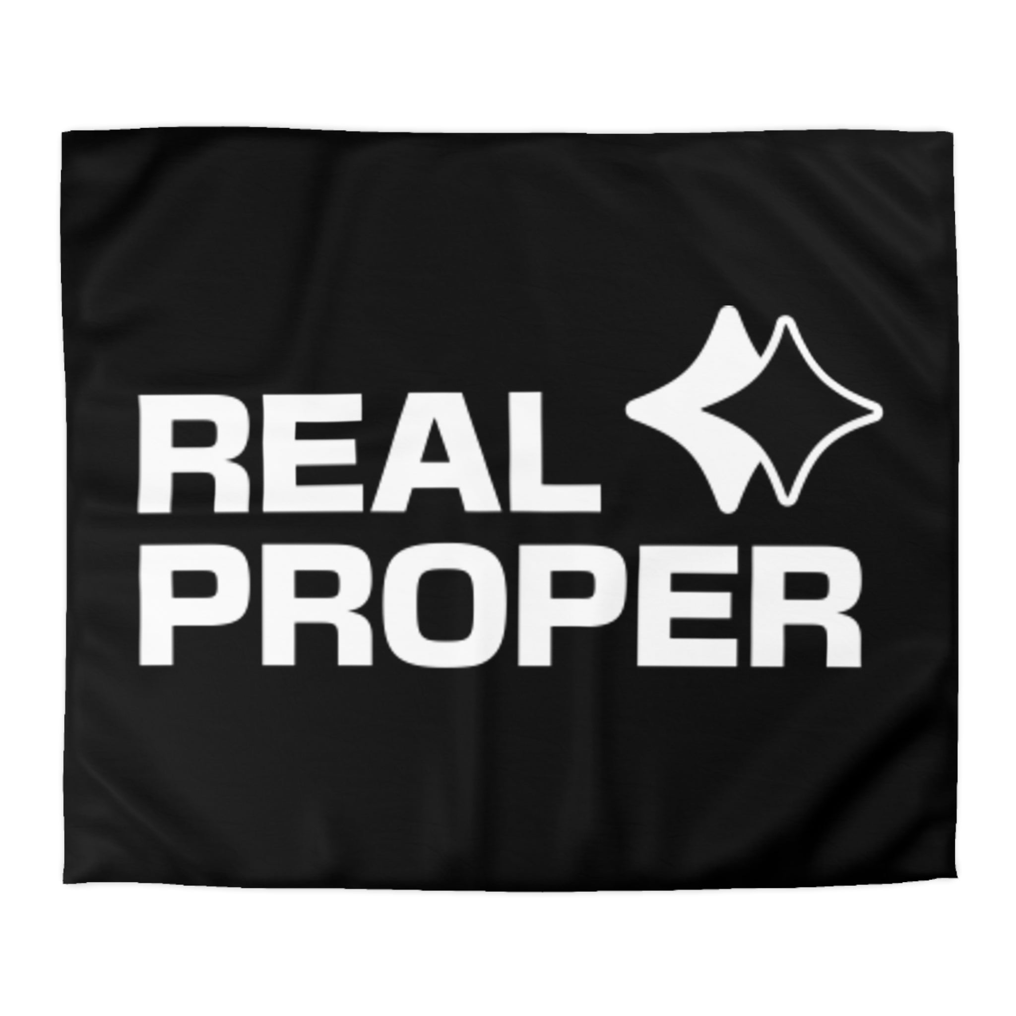 Duvet Cover — "REAL PROPER" Bold Text Black Microfiber Duvet